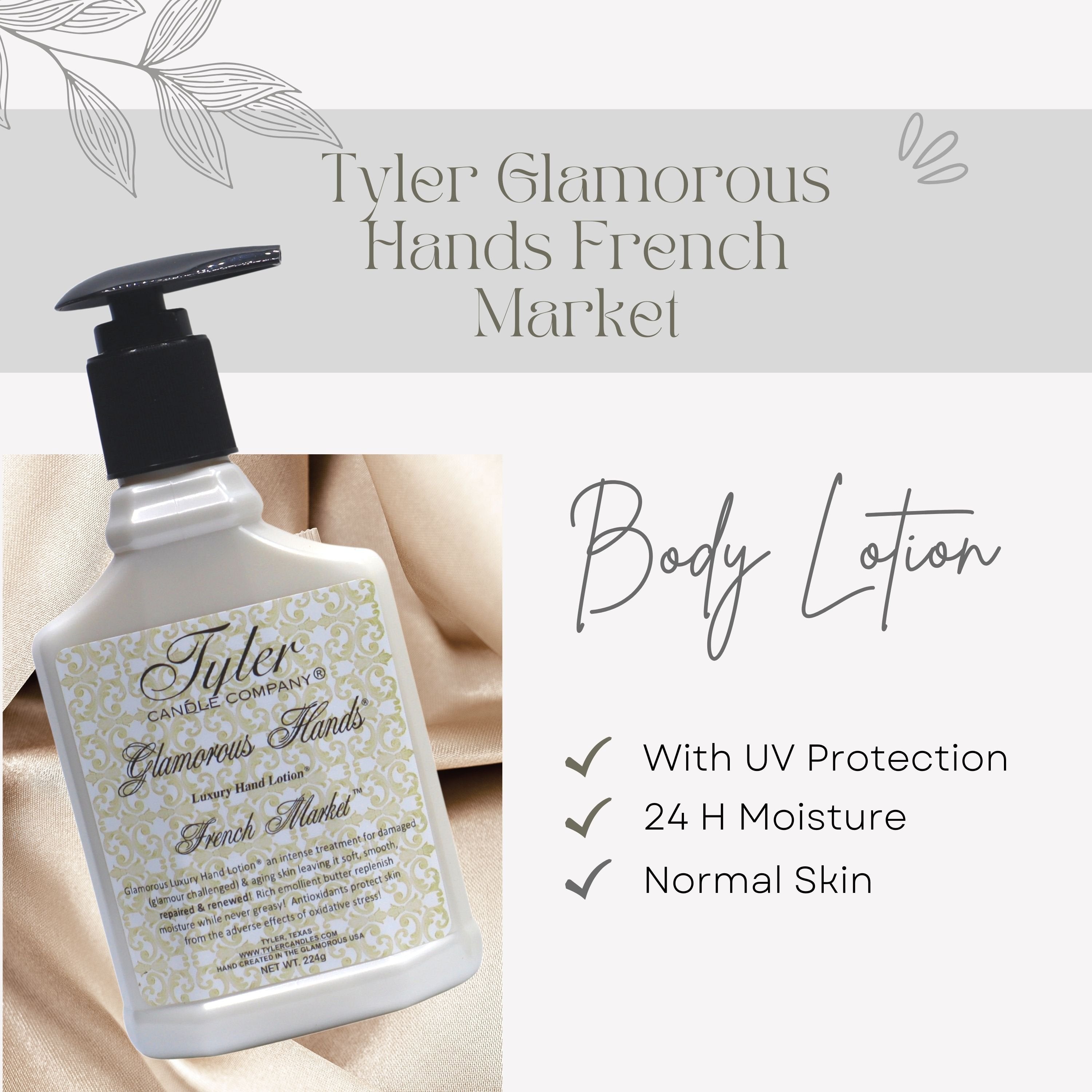 Tyler Candle Company French Market Glamorous Scented Hand Wash and Hand Lotion Gift Set in Pump Bottles - Pack of 1, 8 oz - with Multi-Purpose Keychain