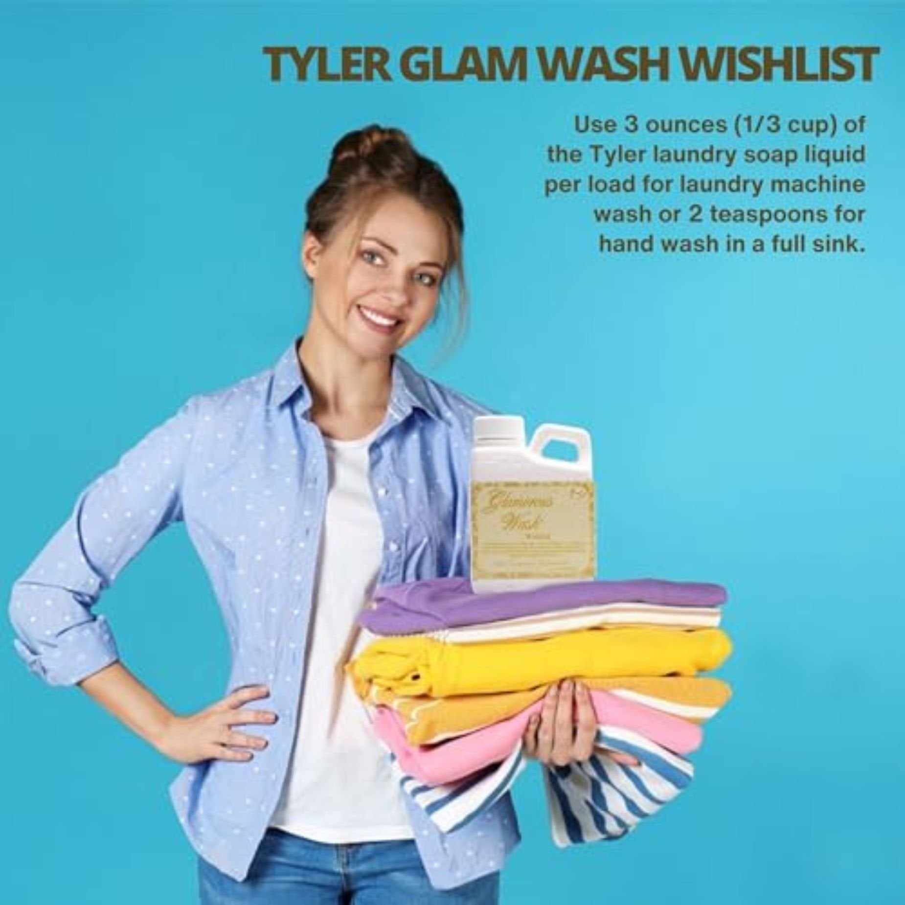 Tyler Candle Company Glamorous Wash Wishlist Scent Fine Laundry Liquid Detergent - Hand and Machine-Washable - 4 oz (112 gram) - Pack of 1 with Multi-Purpose Keychain