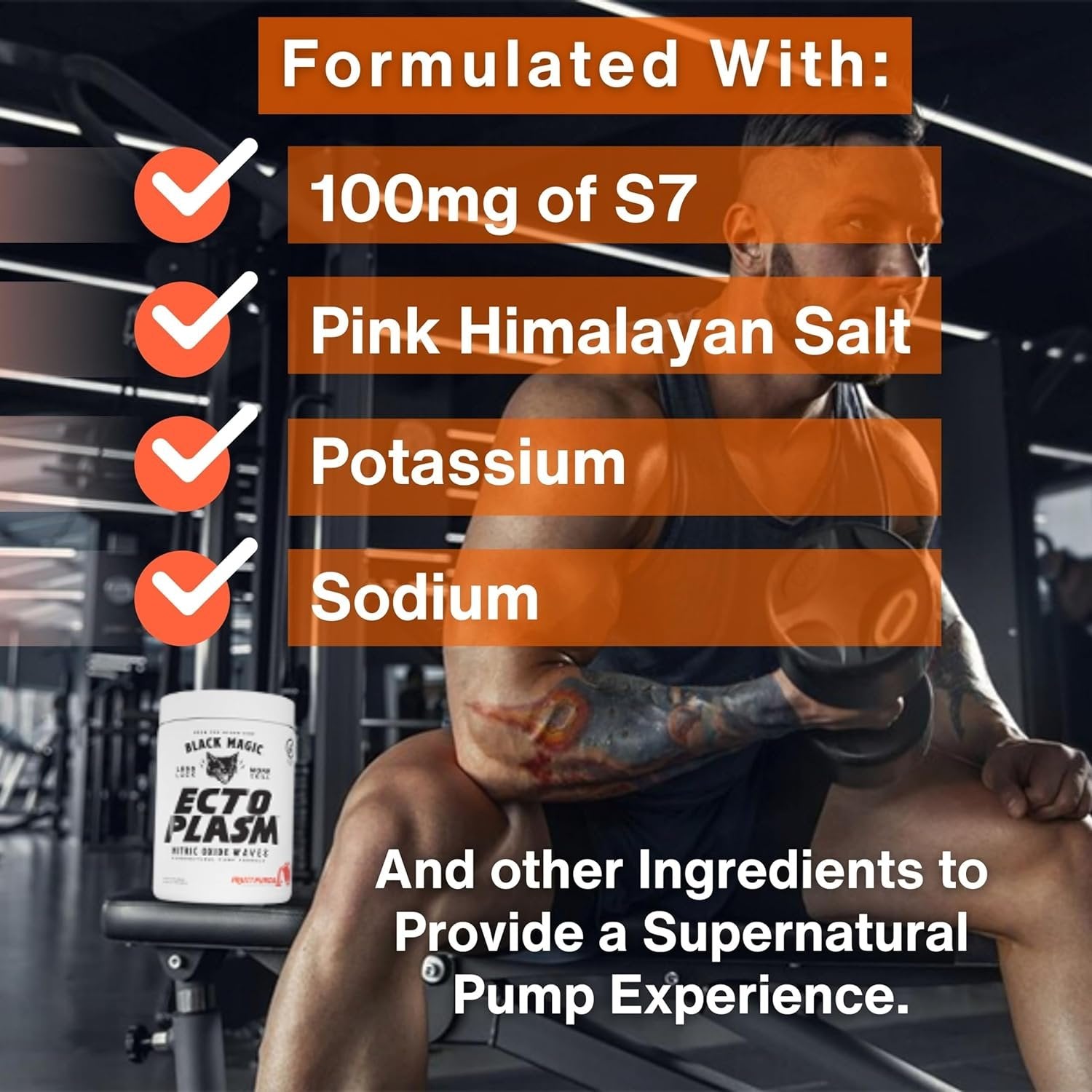 Black Magic Supply Ecto Plasm Nitric Oxide Waves -Supernatural Pump Formula - Non-Stim Pump Pre-Workout - 400g - with Multi-Purpose Key Chain