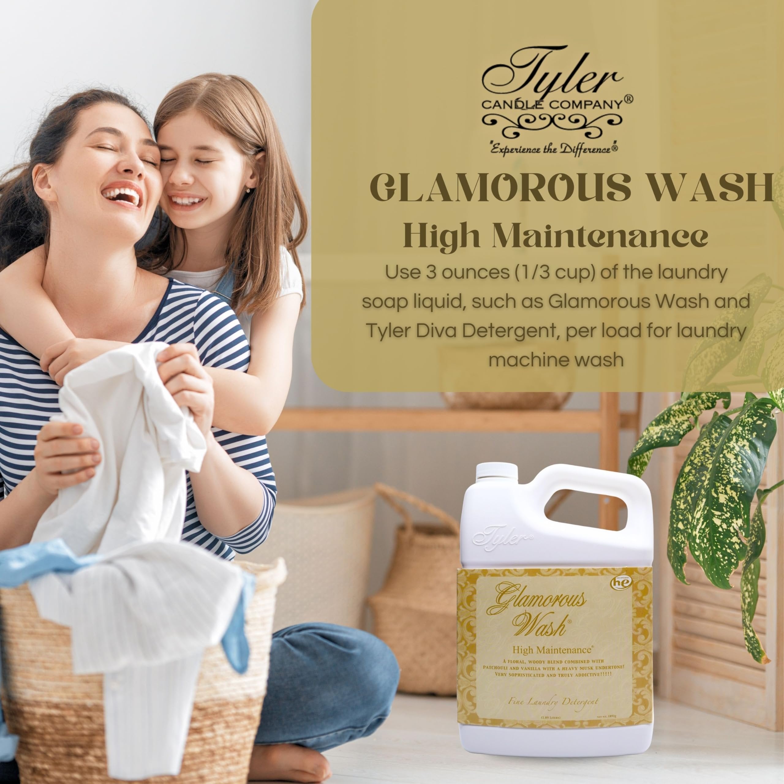 Tyler Candle Company Glamorous Wash High Maintenance Scent Fine Laundry Liquid Detergent - 1.89L (64 Fl Oz) Container and Worldwide Nutrition Multi-Purpose Key Chain