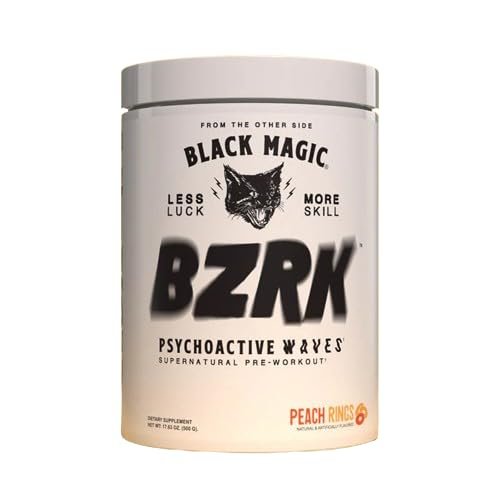Black Magic Supply BZRK Psychoactive Waves Pre-Workout Powder - Peach Rings - 17.63oz (500g) - Pack of 1