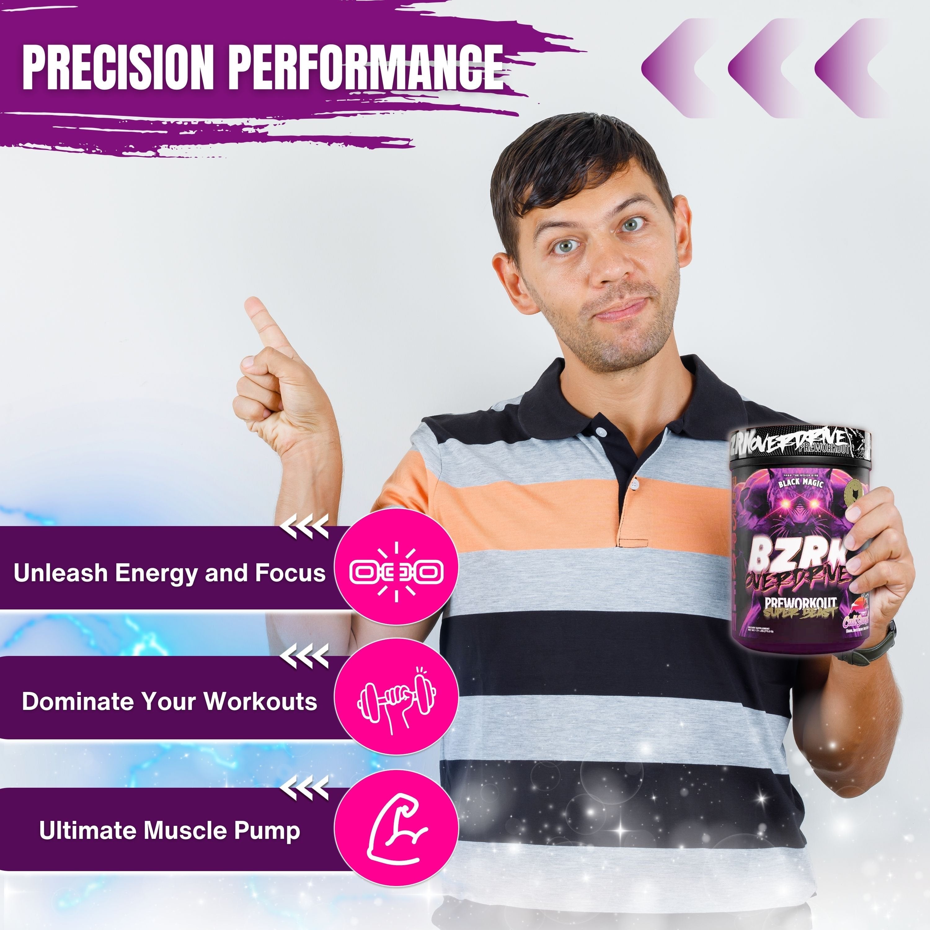 Black Magic Supply BZRK Overdrive Pre-Workout Powder, 1.7 lbs - Cali Sunset Flavor - Energy Booster - 40 Servings - Pack of 1