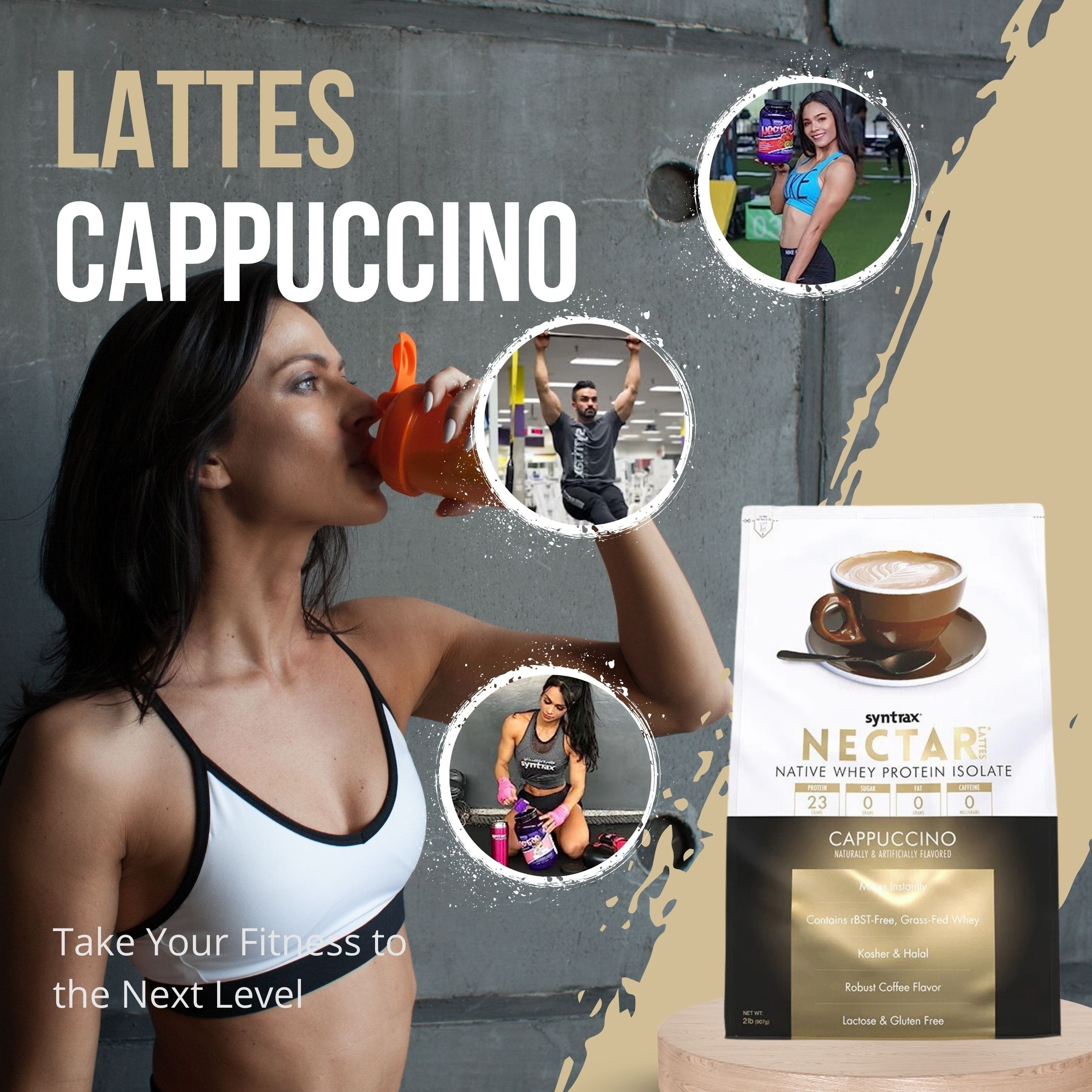 Cappuccino Syntrax Nectar Native Whey Protein Isolate (2lb Bag) Natural Vanilla - Muscle Support - with Multi-Purpose Keychain