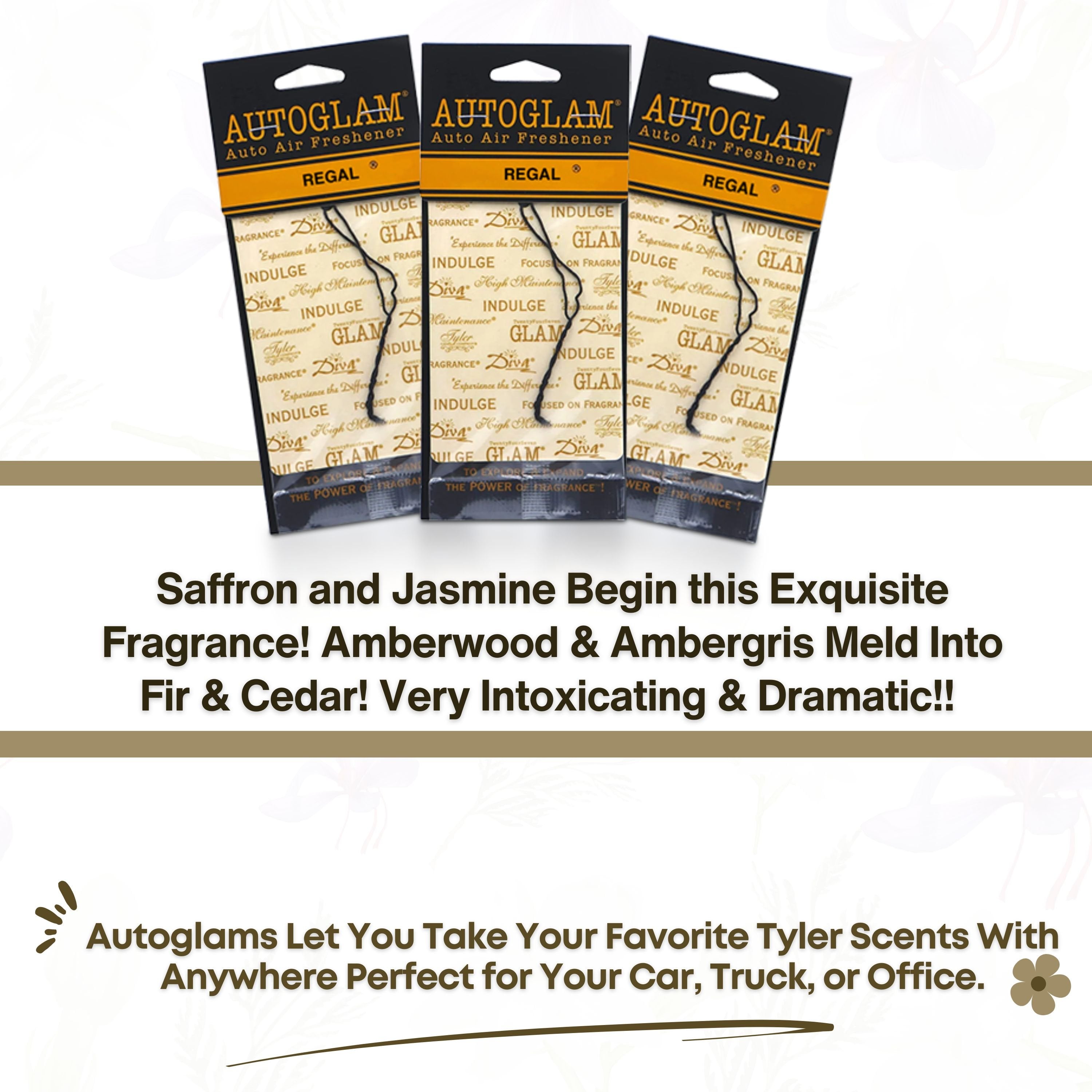 Tyler Candle Company AutoGlam Car Air Fresheners - Regal Scent - Odor Neutralizer - Long Lasting Fragrance - Pack of 3