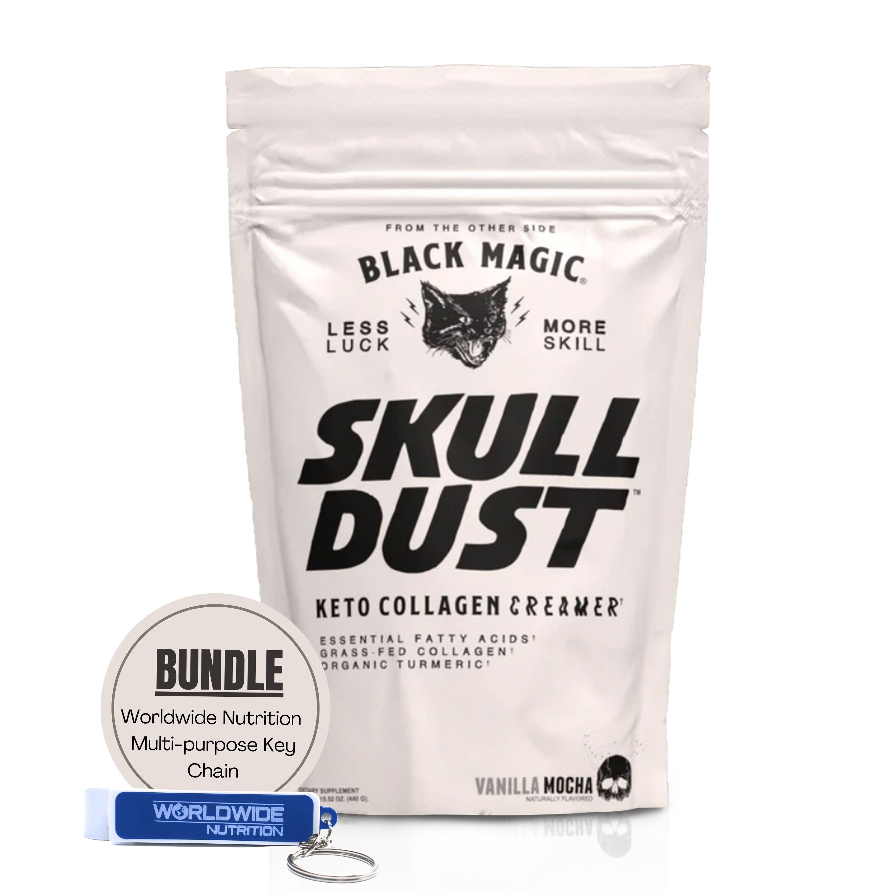 Black Magic Supply Skull Dust Keto Collagen Coffee Creamer - Vanilla Mocha - Organic Turmeric & Colombian Espresso - Keto Friendly 15.5 oz