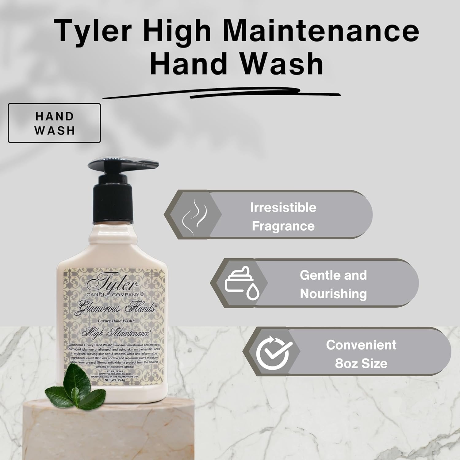 Tyler Candle Company Glamorous Luxury Scented Hand Wash - High Maintenance - 1 Pack of 8 oz - with Multi-Purpose Key Chain