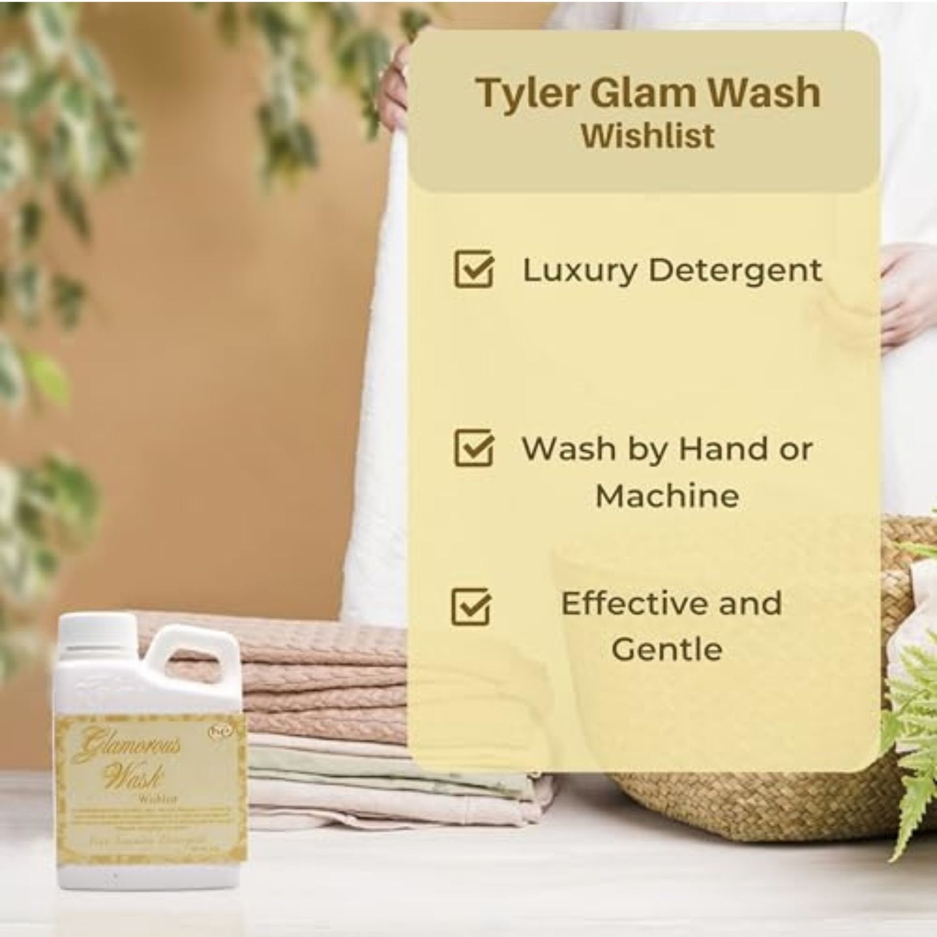 Tyler Candle Company Glamorous Wash Wishlist Scent Fine Laundry Liquid Detergent - Hand and Machine-Washable - 4 oz (112 gram) - Pack of 1 with Multi-Purpose Keychain