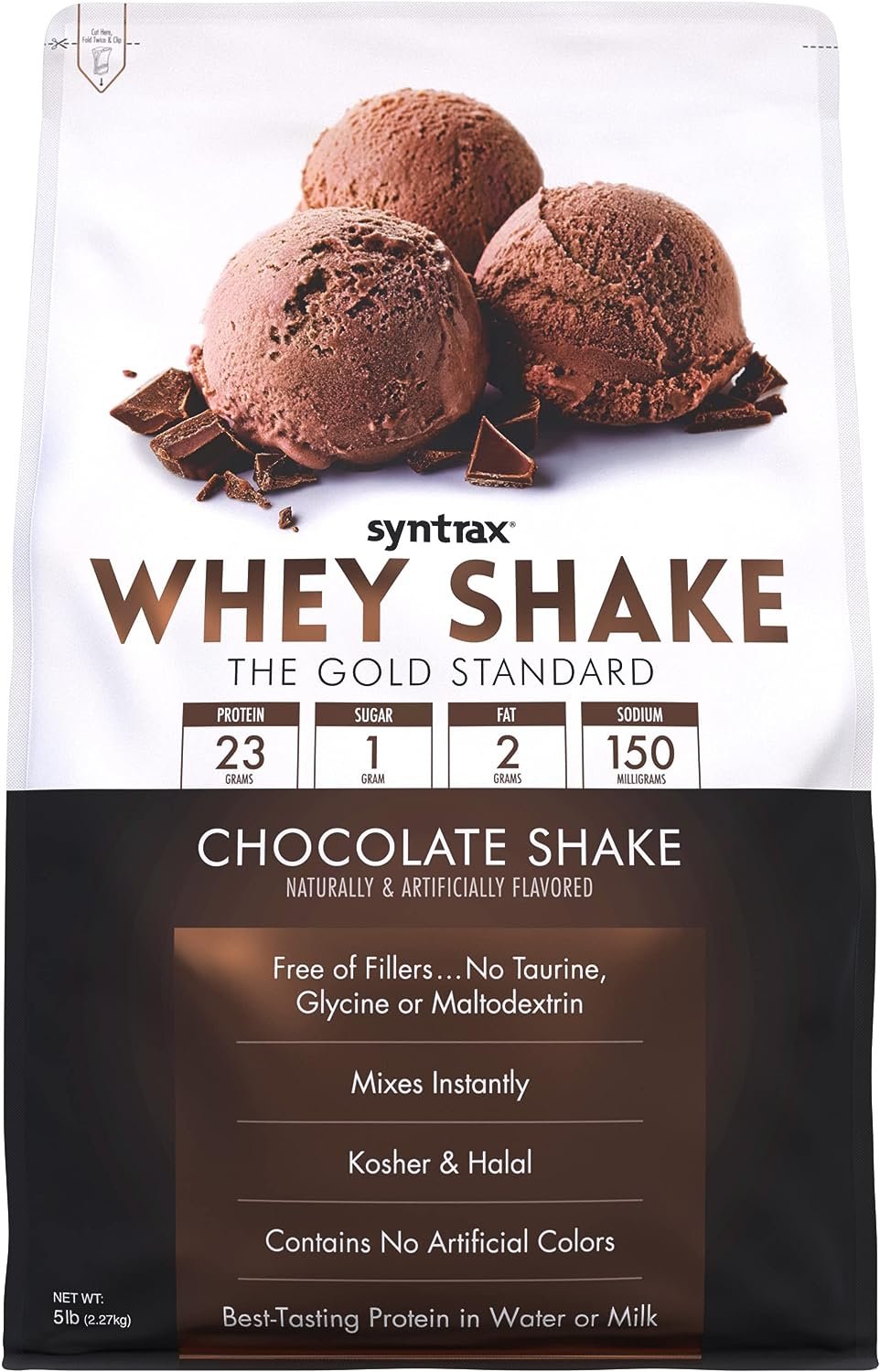 Syntrax Whey Shake Protein Powder - The Gold Standard - Free of Fillers No Taurine, Kosher & Halal - Chocolate Shake - 5lb