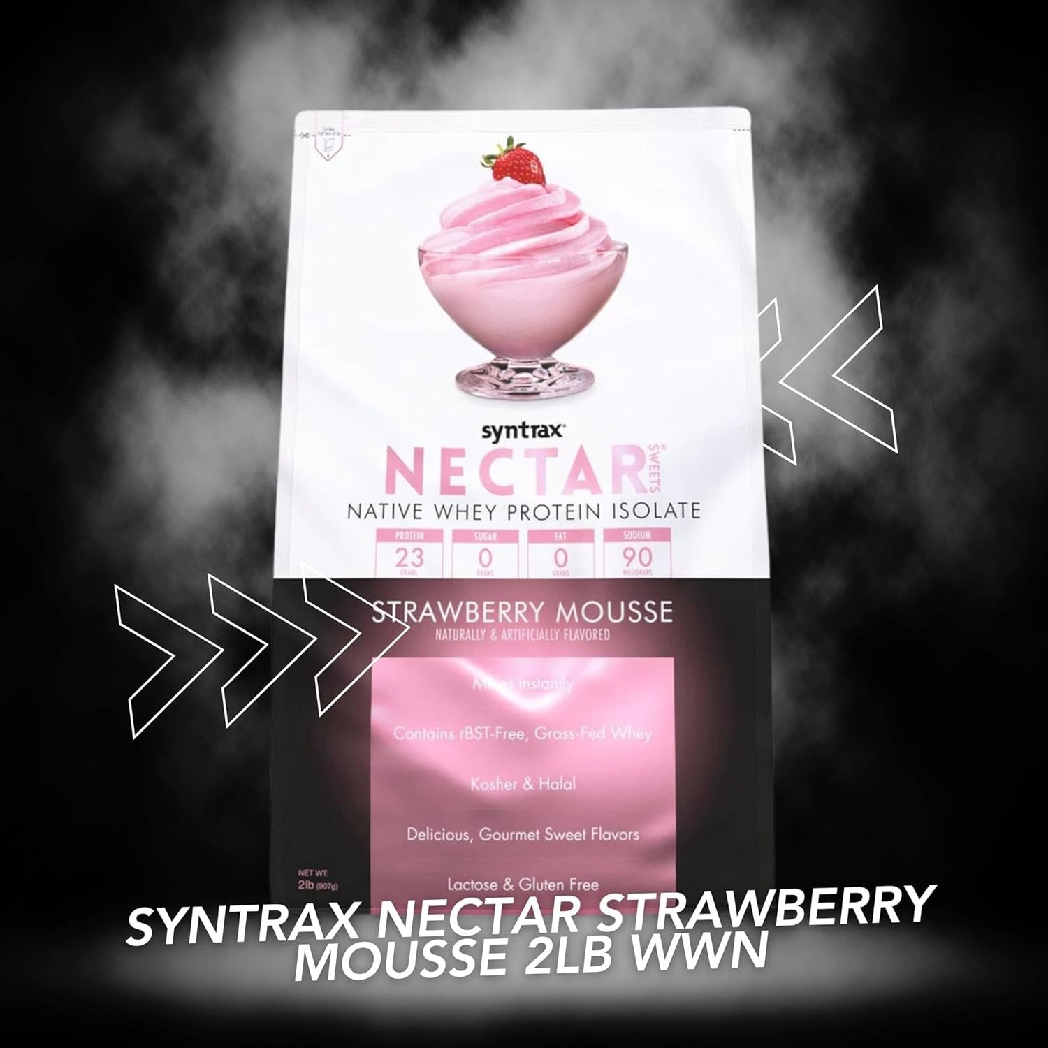 Strawberry Mouse Syntrax Nectar Native Whey Protein Isolate (2lb Bag) Natural Vanilla - Muscle Support - with Multi-Purpose Keychain