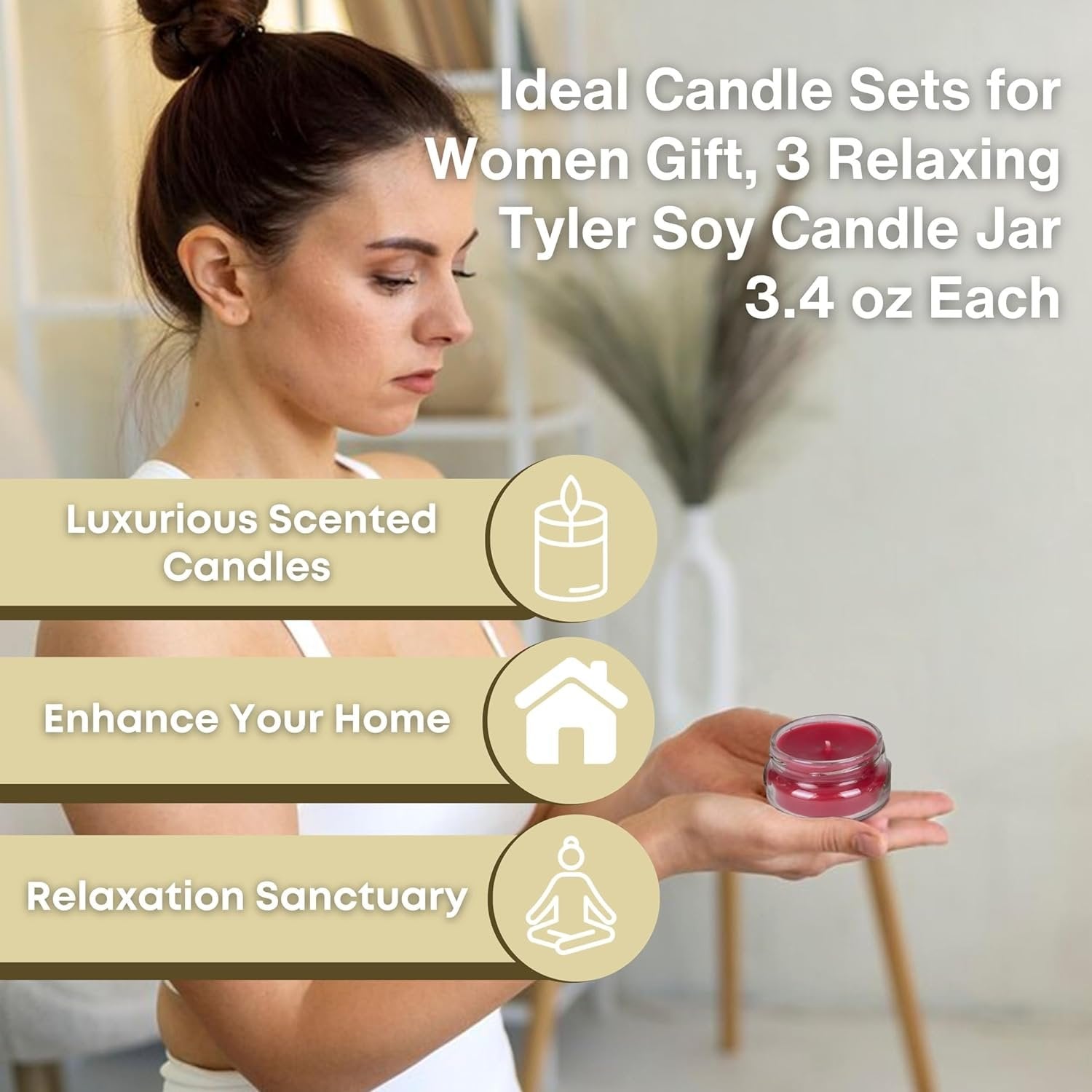 Tyler Candle Company Queen for a Day Scented Candles - Gift Collection - 3 Relaxing Soy Wax Candle Jar 3.4 oz Each and Multi-Purpose Key Chain