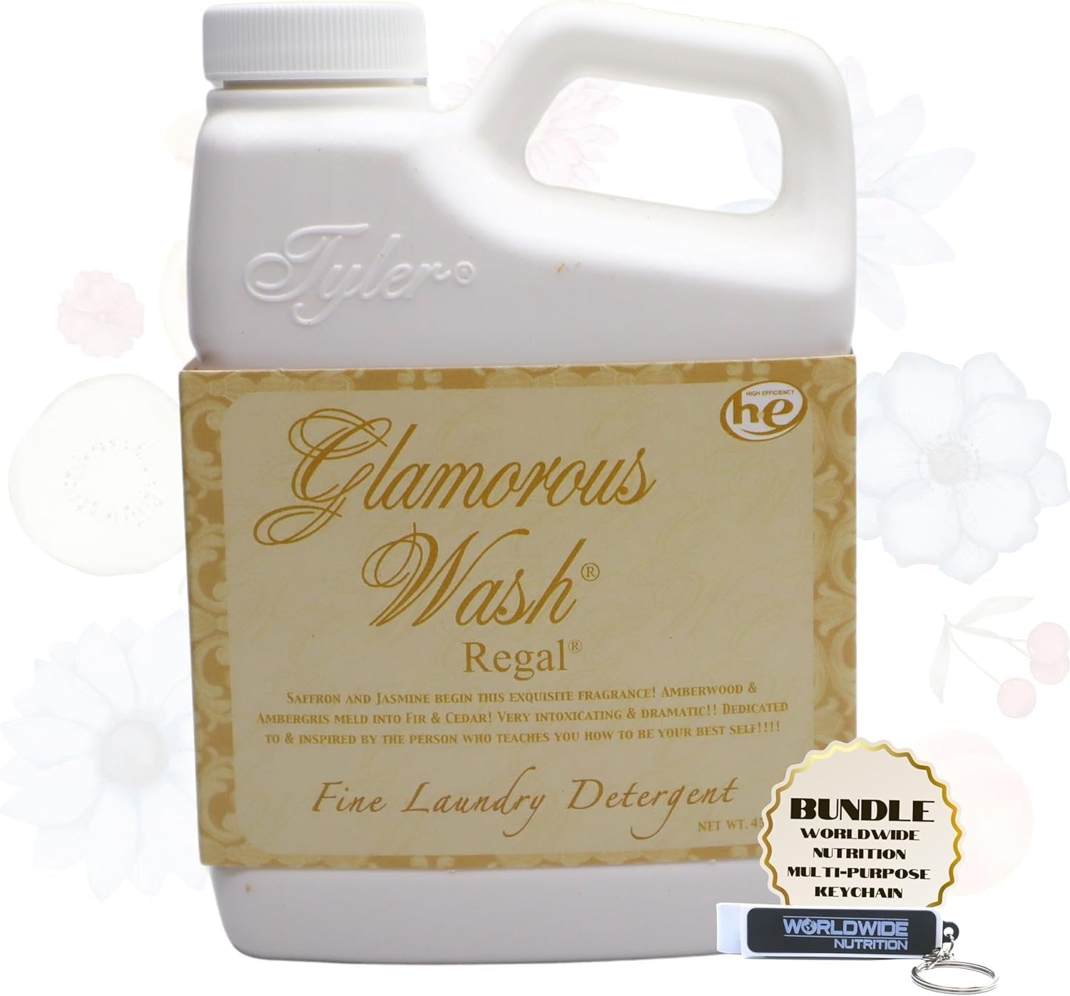 Tyler Candle Company Glamorous Wash Fine Laundry Liquid Detergent - Pack of 1 - with Multi-Purpose Keychain