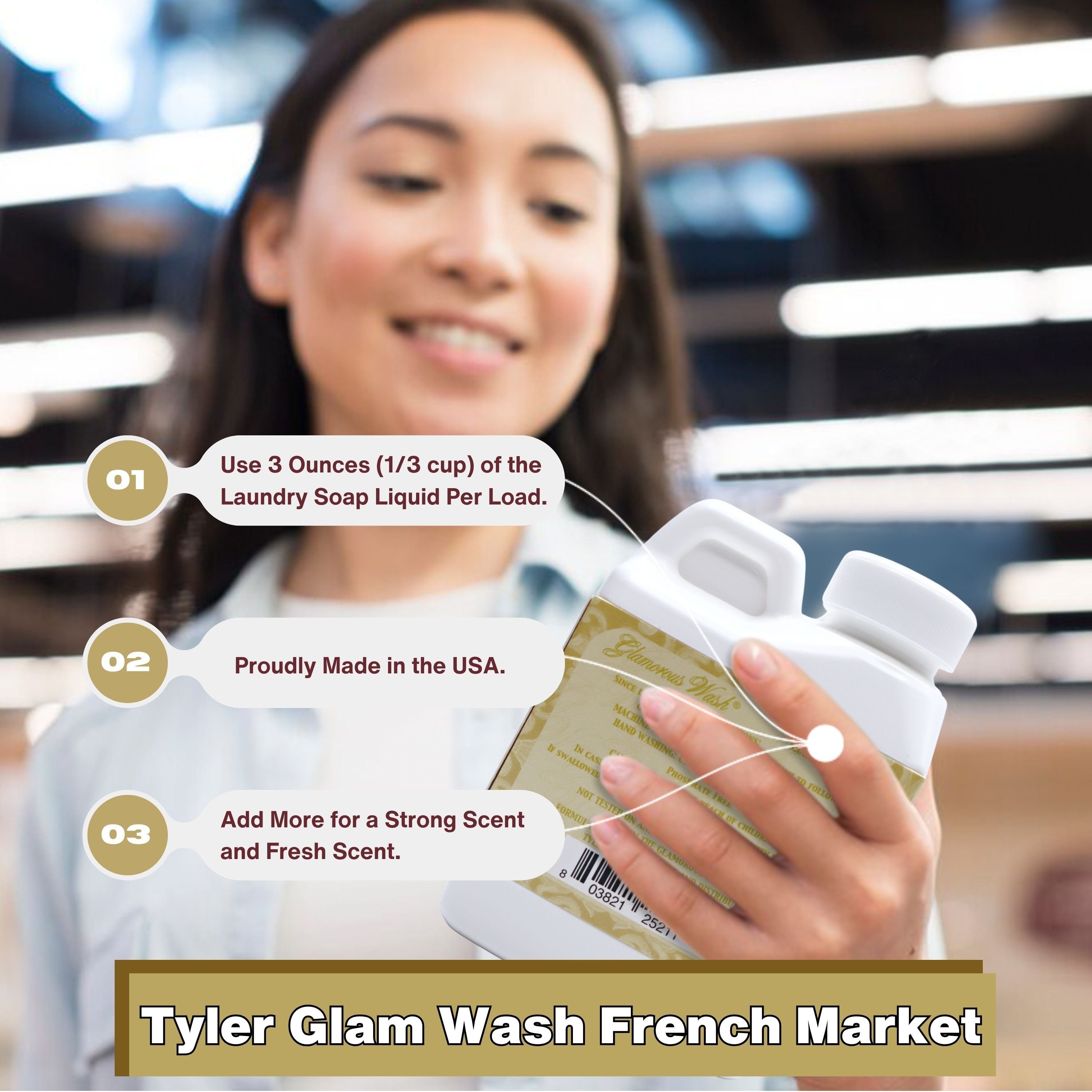 Tyler Candle Company French Market Scent Fine Liquid Laundry Detergent, 4 oz (112g) - Pack of 1 with Keychain
