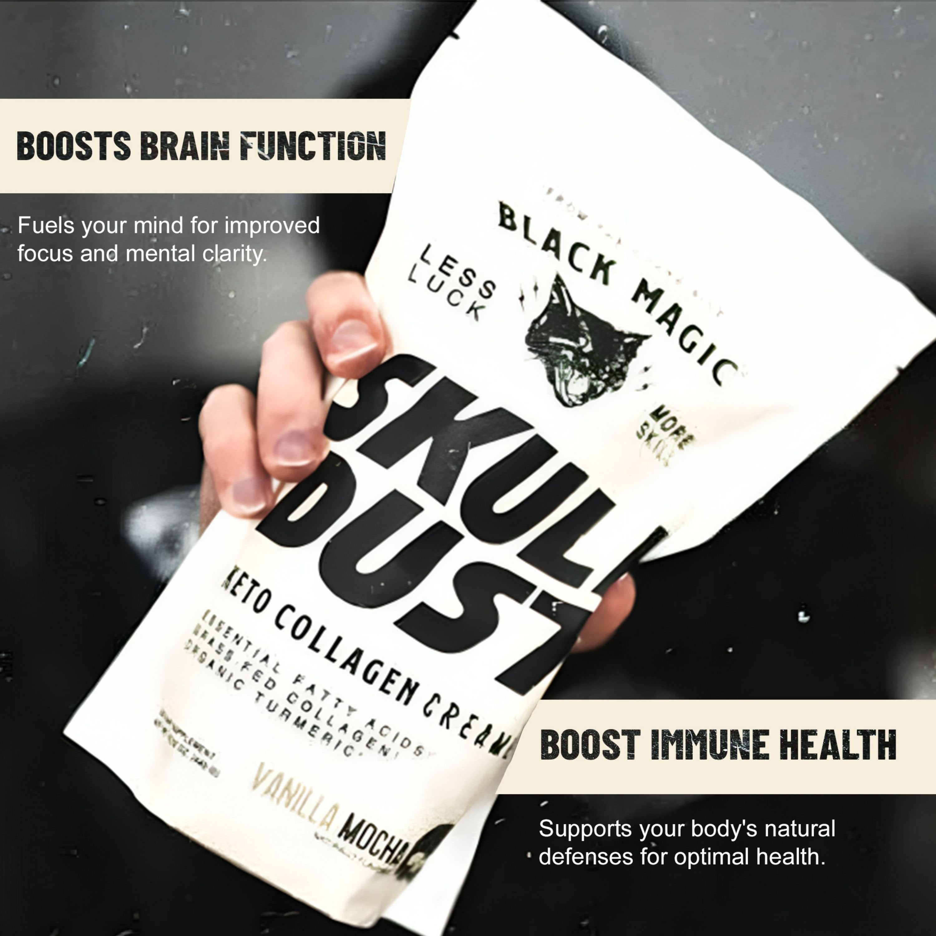 Black Magic Supply Skull Dust Keto Collagen Coffee Creamer - Vanilla Mocha - Organic Turmeric & Colombian Espresso - Keto Friendly 15.5 oz