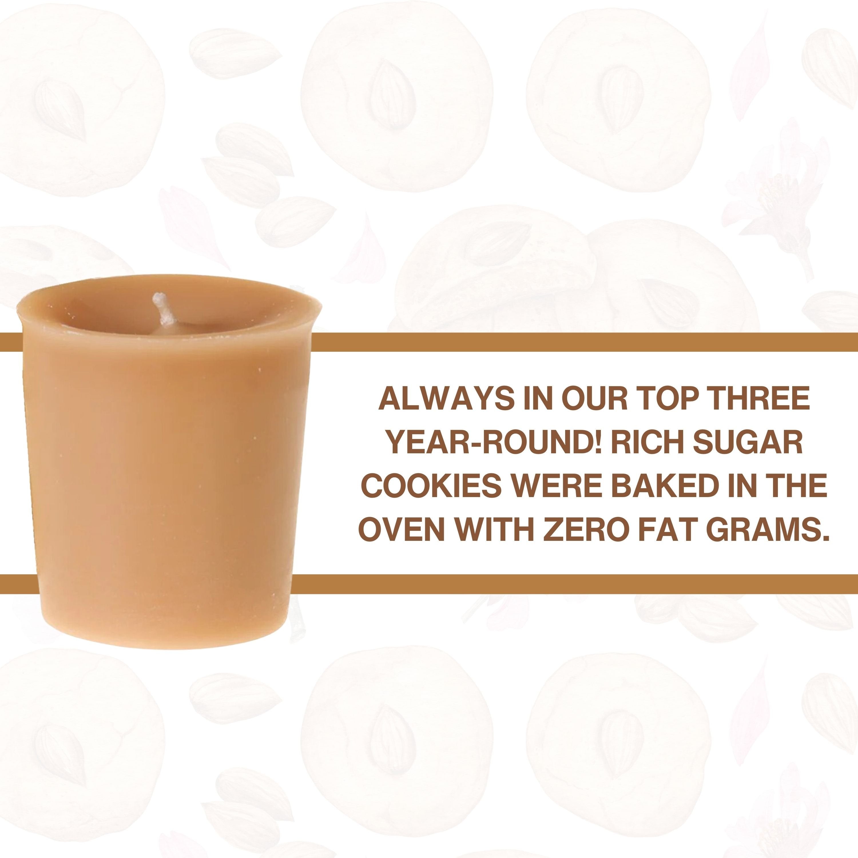 Tyler Candle Company Warm Sugar Cookie Scented Soy Wax Votive Candles - Set of 4 (2 oz Each) with Keychain