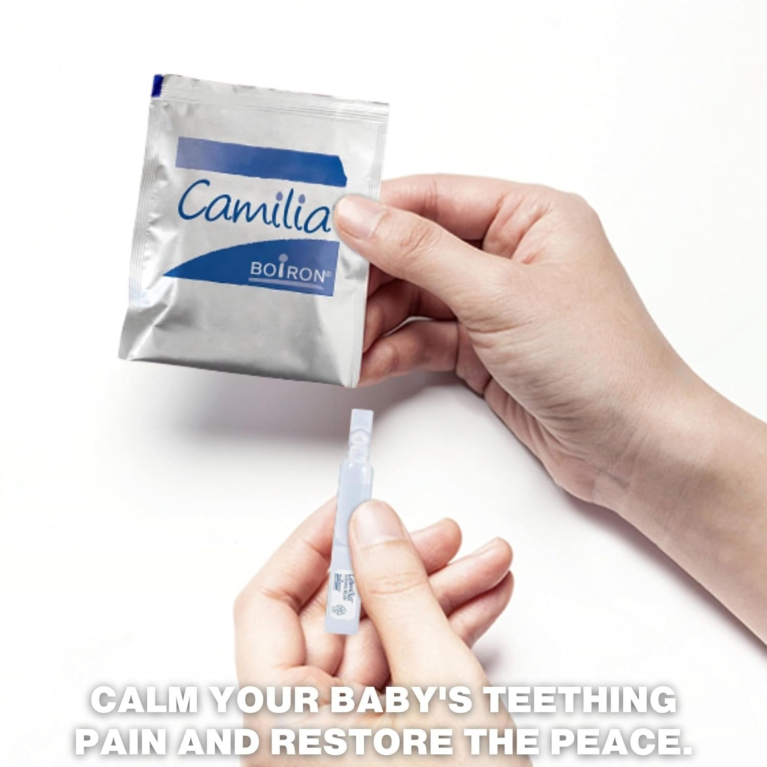 Boiron Camilia Liquid Doses - Homeopathic Medicine (1m+) - Teething Relief - Painful Gums - Irritability - 60 Count - Pack of 2 - with Multi-Purpose Keychain
