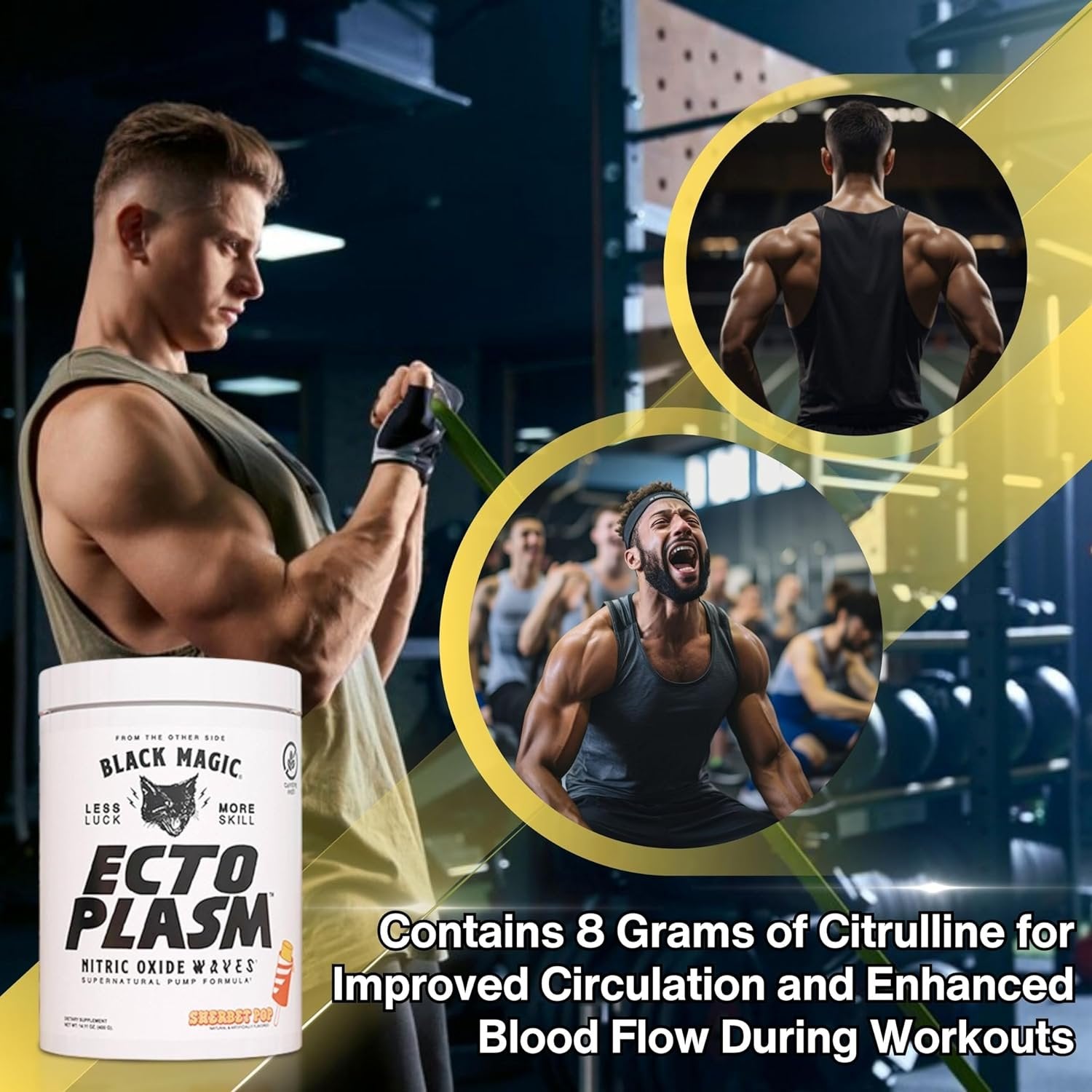 Black Magic Supply Ecto Plasm Nitric Oxide Waves - Supernatural Pump Formula - Sherbet Pop - 400g - with Multipurpose Key Chain