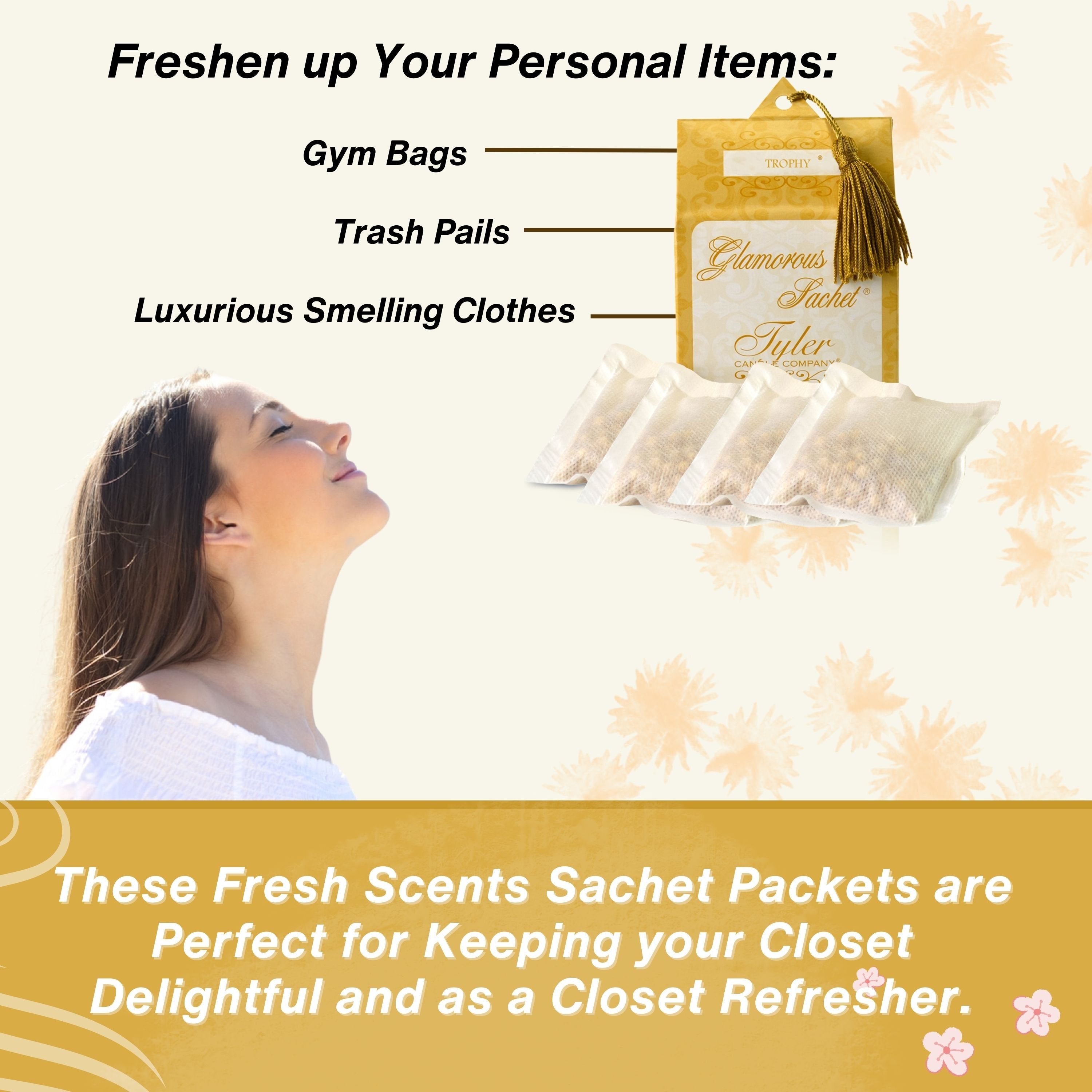 Tyler Candle Company Reusable Glamorous Dryer Sheets - Trophy - 2 Pack of 4 Sachet - with Multi-Purpose Key Chain