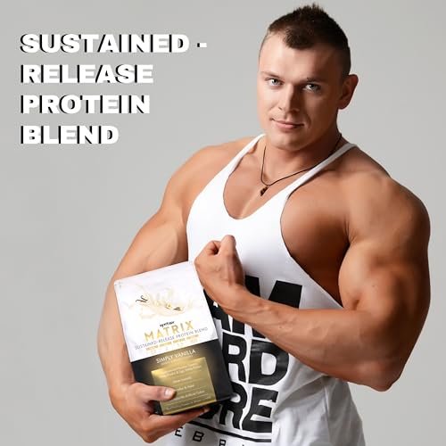 Syntrax Matrix - Sustained-Release Protein Powder Blend - Kosher & Halal - Muscle Support - Simply Vanilla - 5 lbs - with Multi-Purpose Key Chain