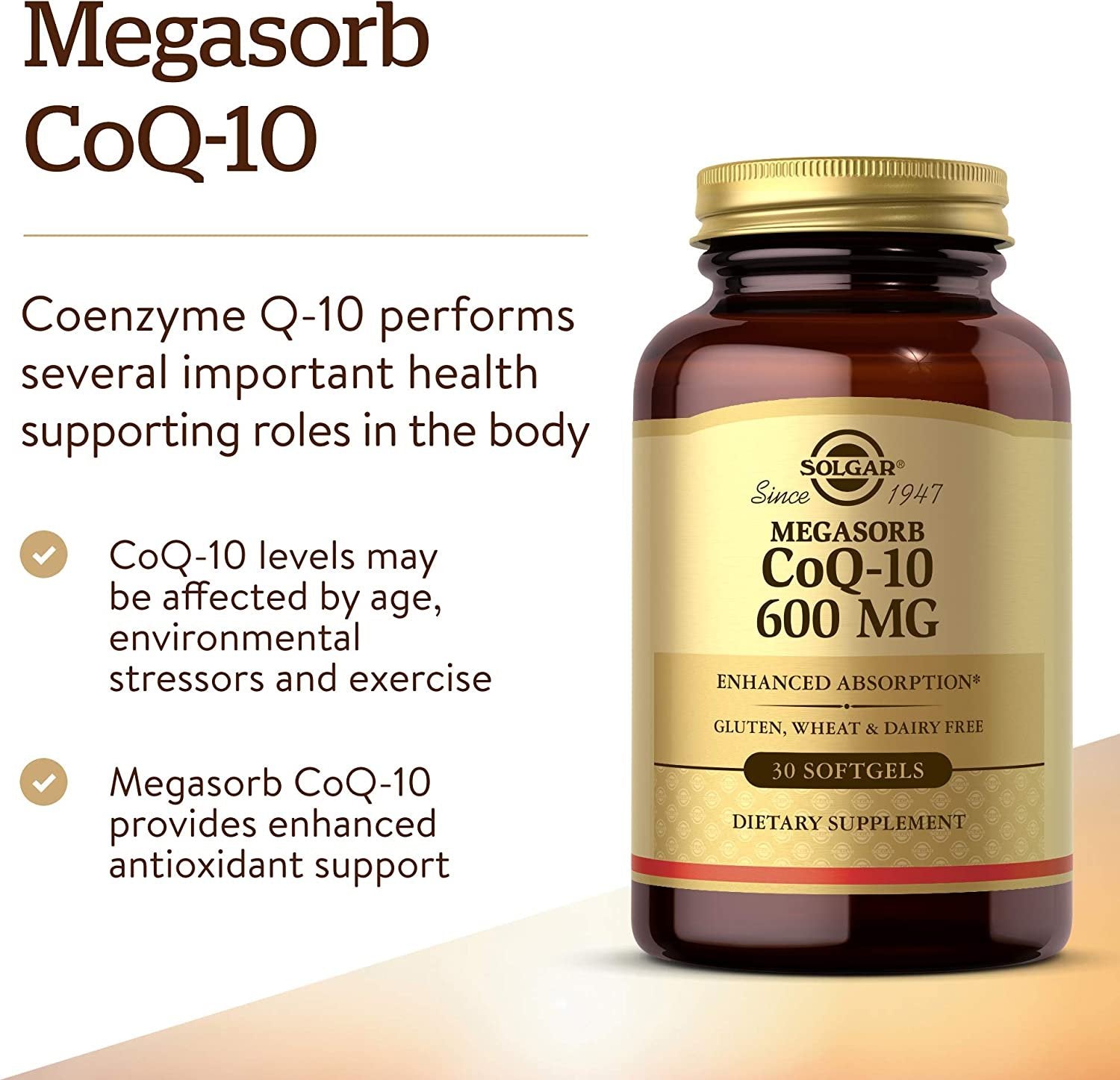 Solgar Megasorb CoQ-10 600 mg - Promotes Heart & Nervous System Health - 30 ct