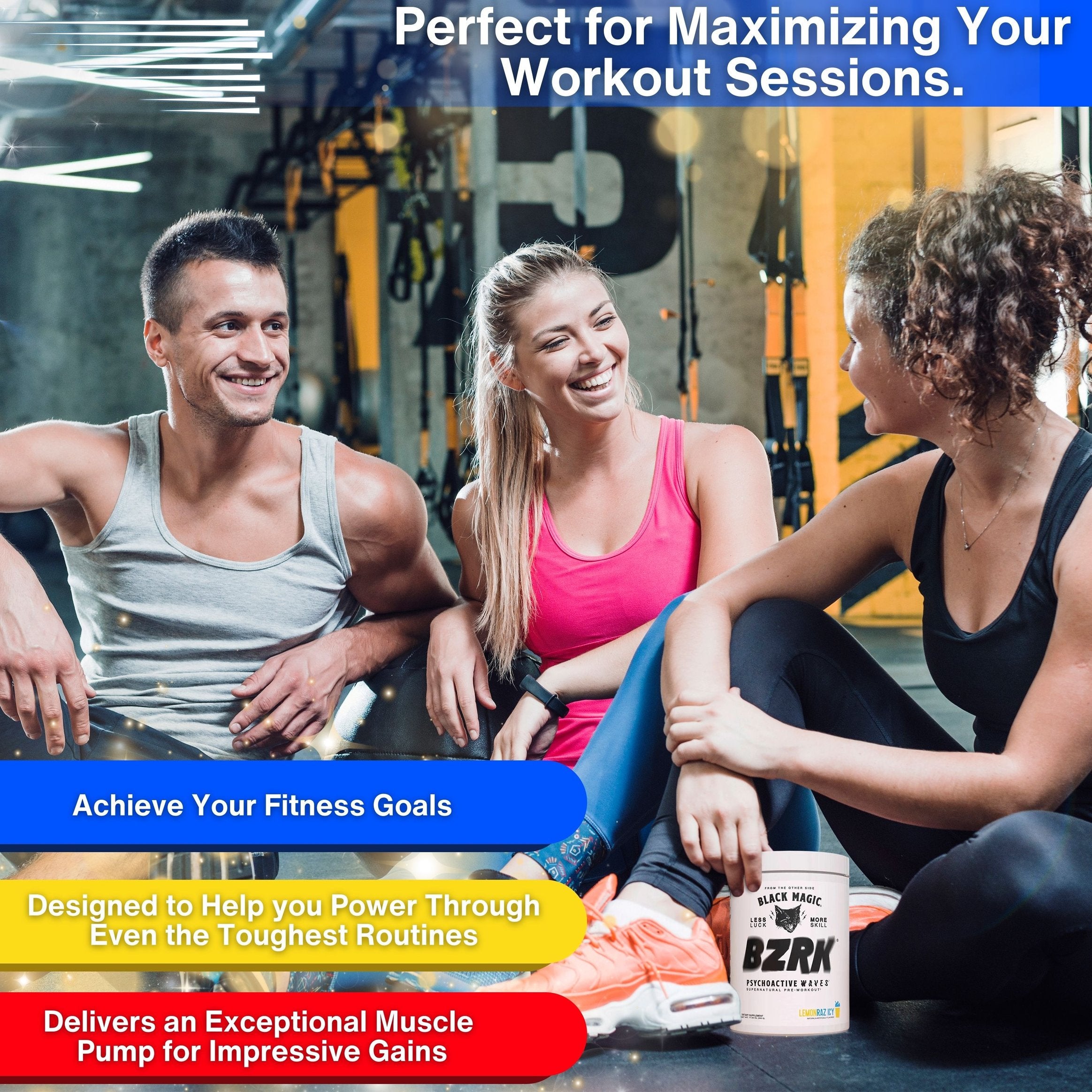 Black Magic Supply BZRK Psychoactive Waves Pre-Workout Powder - Lemonraz Icy - 17.63oz (500g) - Pack of 1