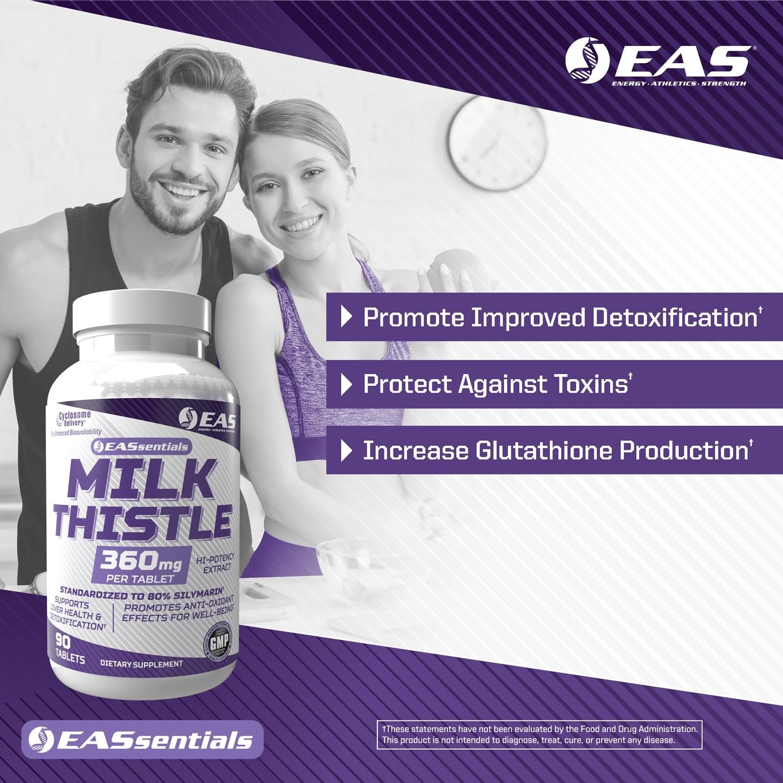 EAS Milk Thistle 360mg | Supports Liver Health & Detoxification | Better Absorption with Cyclosome Delivery | 90 Tablets