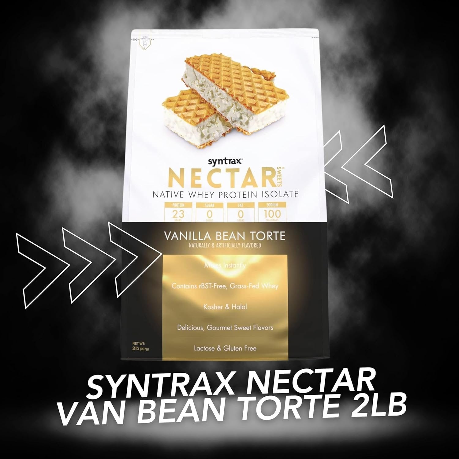 Vanilla Bean Torte Syntrax Nectar Native Whey Protein Isolate (2lb Bag) Natural Vanilla - Muscle Support - with Multi-Purpose Keychain