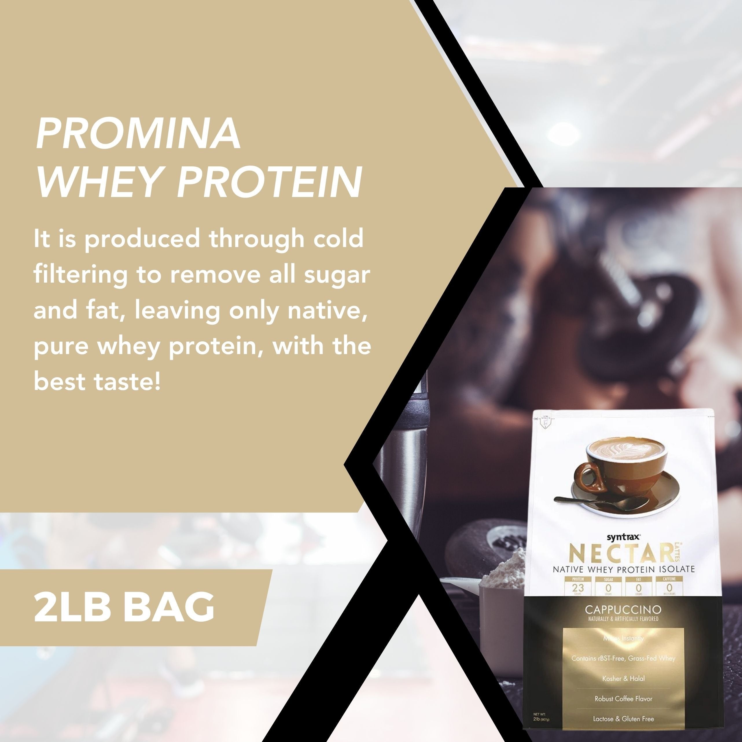 Cappuccino Syntrax Nectar Native Whey Protein Isolate (2lb Bag) Natural Vanilla - Muscle Support - with Multi-Purpose Keychain