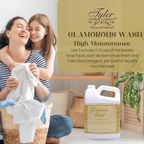 Tyler Candle Company Glamorous Wash High Maintenance Scent Fine Laundry Liquid Detergent - Phosphate-Free - Hand and Machine Washable - 1 Container of 1.89L (64 Fl Oz) with Multi-Purpose Key Chain
