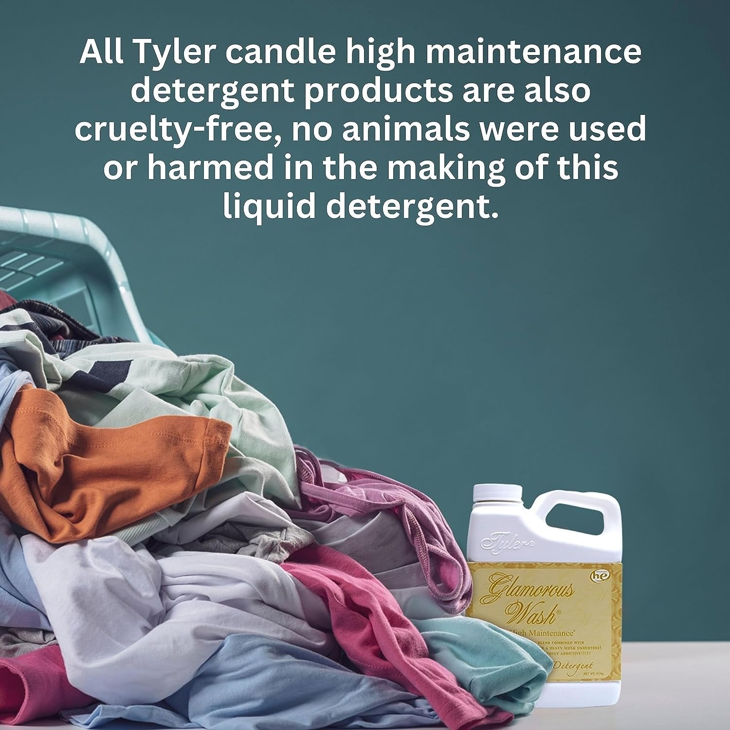 Tyler Candle Company Glamorous Wash High Maintenance Scent Fine Laundry Liquid Detergent - Phosphate-Free - Hand and Machine Washable - 1 Container of 16oz (454g) with Multi-Purpose Keychain