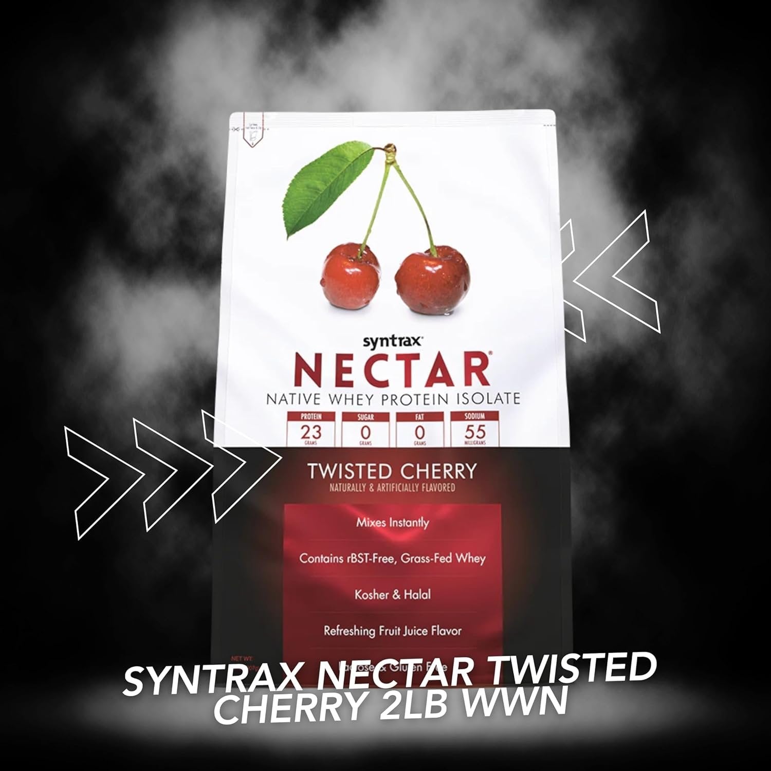 Twisted Cherry Syntrax Nectar Native Whey Protein Isolate (2lb Bag) Natural Vanilla - Muscle Support - with Multi-Purpose Keychain