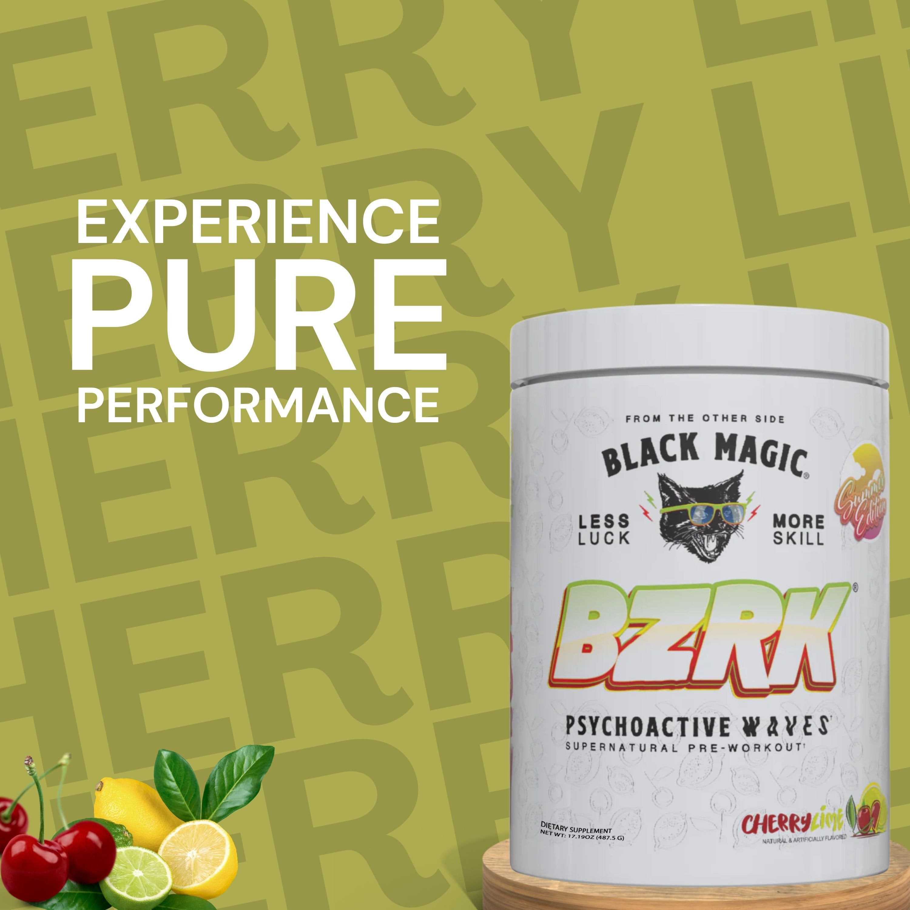 Black Magic Supply BZRK Psychoactive Waves Supernatural Pre-Workout, 487.5g - Cherry Lime Flavor - Energy Booster - Pack of 1