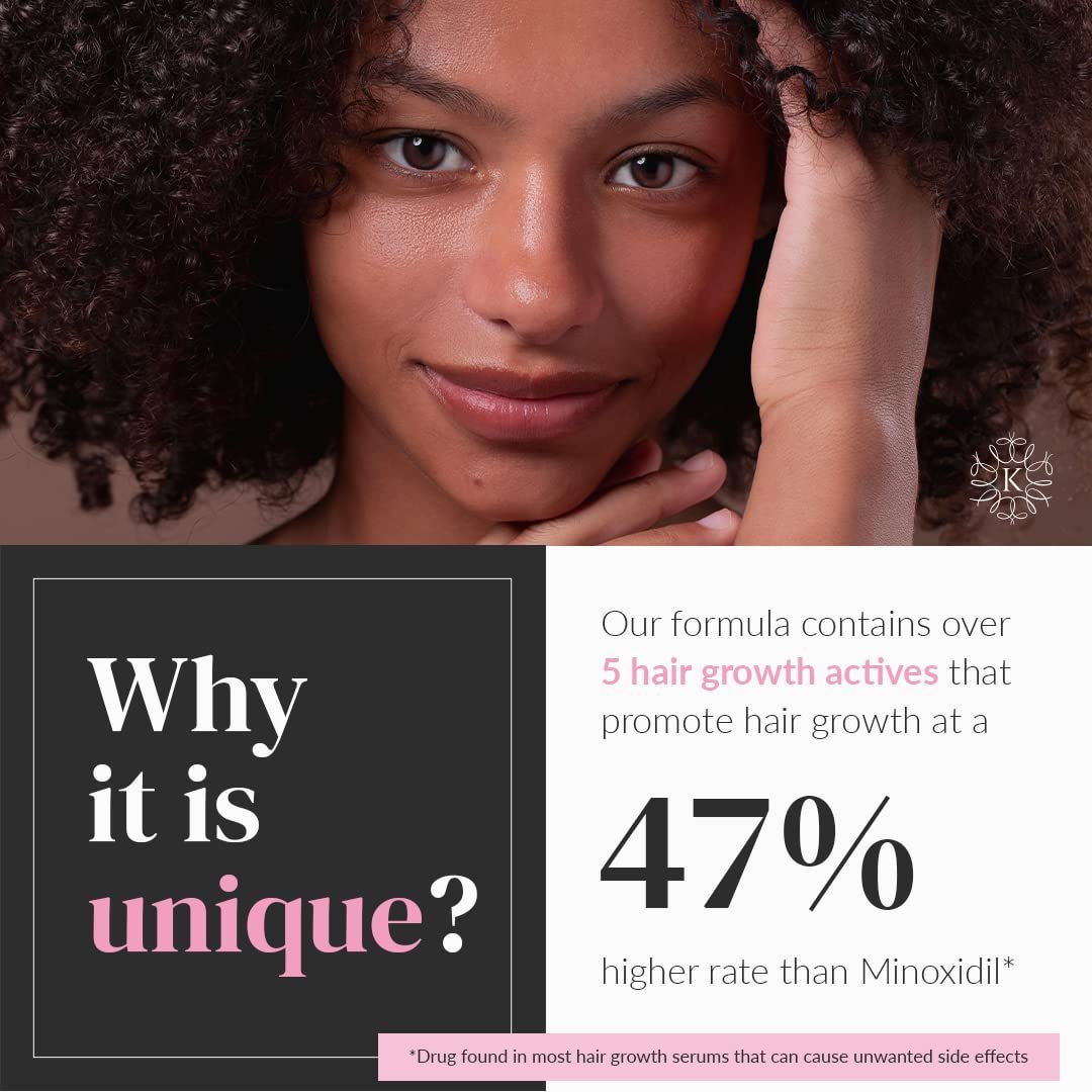 Kerotin Hair Growth Serum with Castor Oil for Hair Loss in Women (1 fl oz) - DHT Blocker, Promotes Scalp Care & Thicker Fuller Hair, Thickening Drops - Natural, Sulfate & Cruelty Free, Made in USA