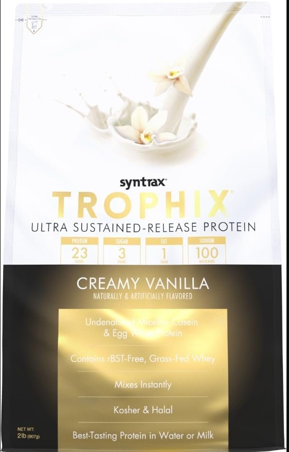 Syntrax Trophix - Ultra Sustained-Release Protein Powder - Kosher & Halal - Creamy Vanilla - 2 Pounds