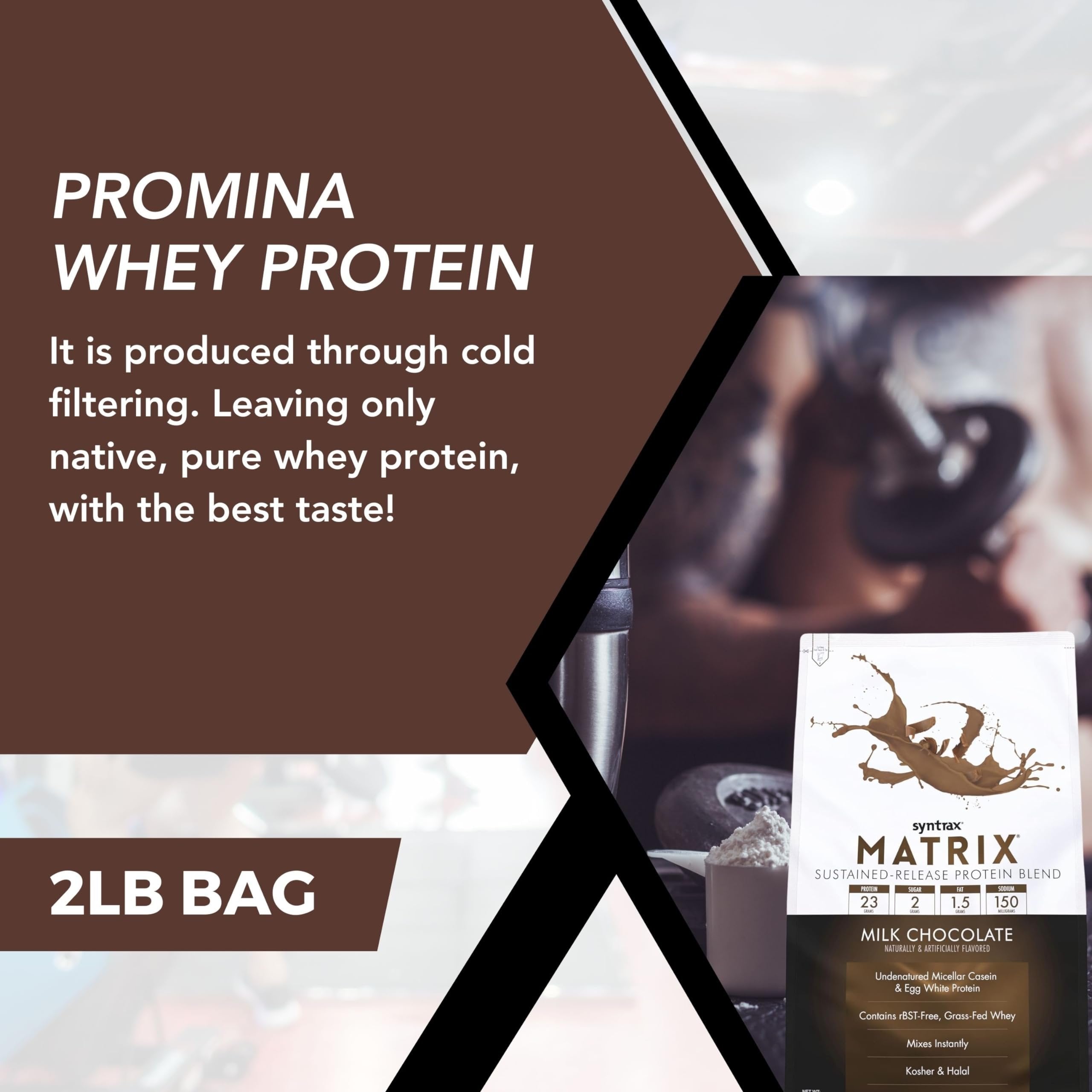 Syntrax Matrix Milk Chocolate Whey Casein Blend Protein Powder - Instant Mix High Protein Powder 2lb Kosher and Halal Whey Protein with Worldwide Nutrition Keychain