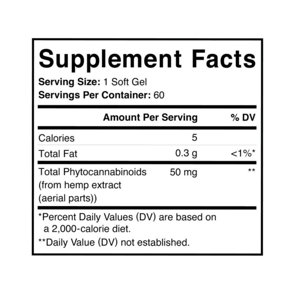 Charlotte's Web 50 mg CBD Soft Gels 60ct – New Formula for Enhanced Absorption – Premium Hemp Extract for Daily Wellness Support - Pack of 1