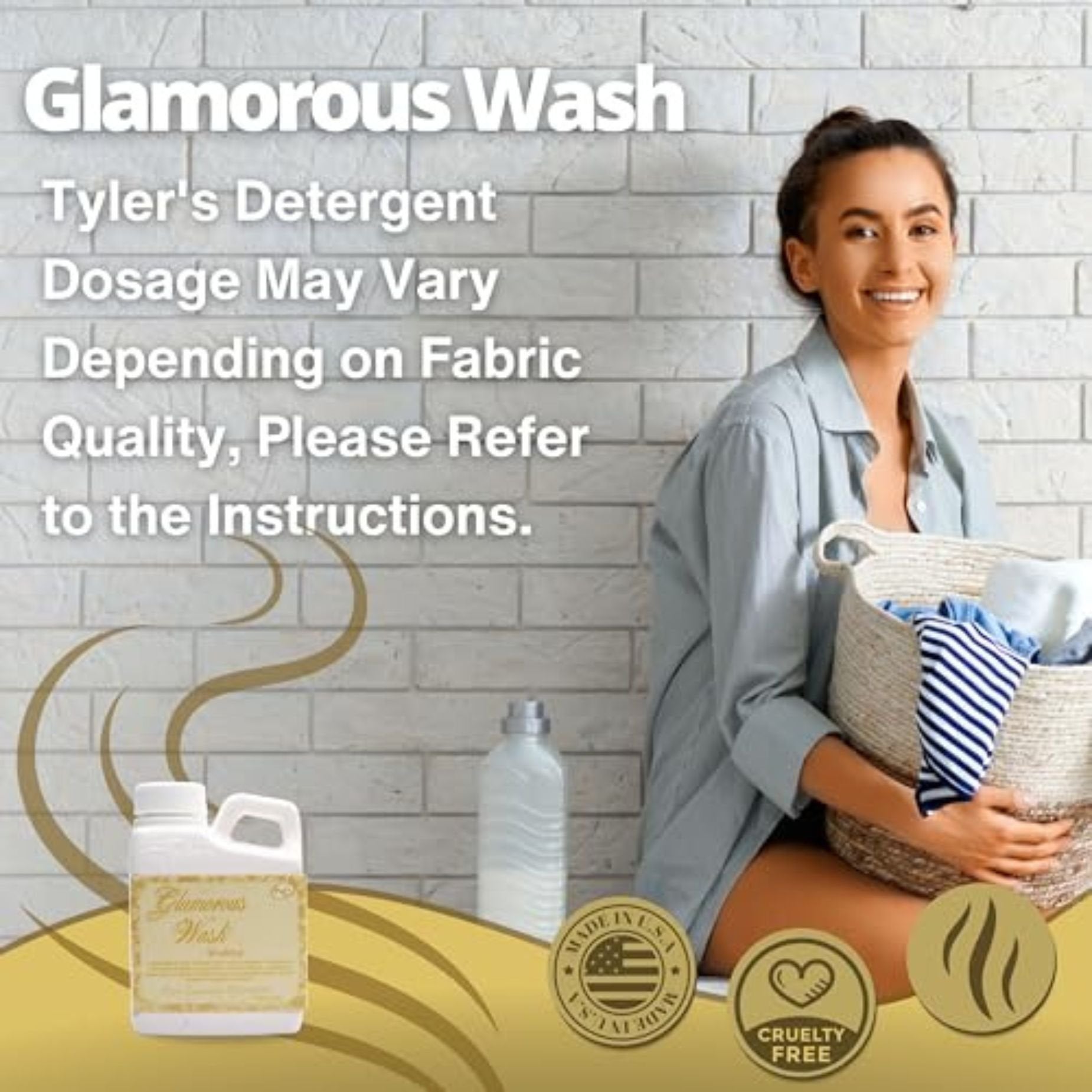 Tyler Candle Company Glamorous Wash Wishlist Scent Fine Laundry Liquid Detergent - Hand and Machine-Washable - 4 oz (112 gram) - Pack of 1 with Multi-Purpose Keychain