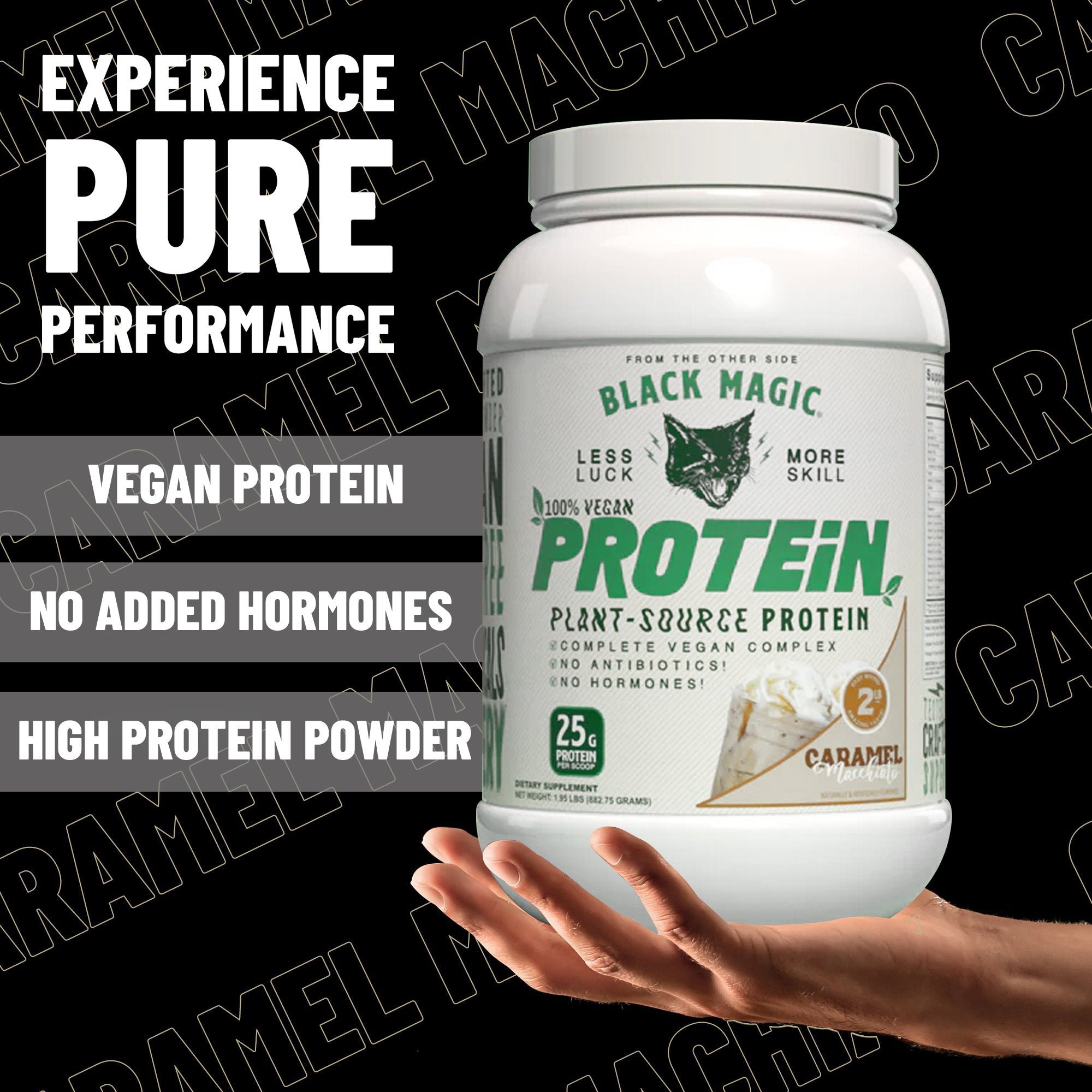 Worldwide Nutrition Bundle Compatible with Black Magic Multi-Source Protein - Whey, Egg, and Casein Complex with Enzymes & MCT Powder - Vegan Caramel Macchiato Protein Powder - 2 LB with Keychain