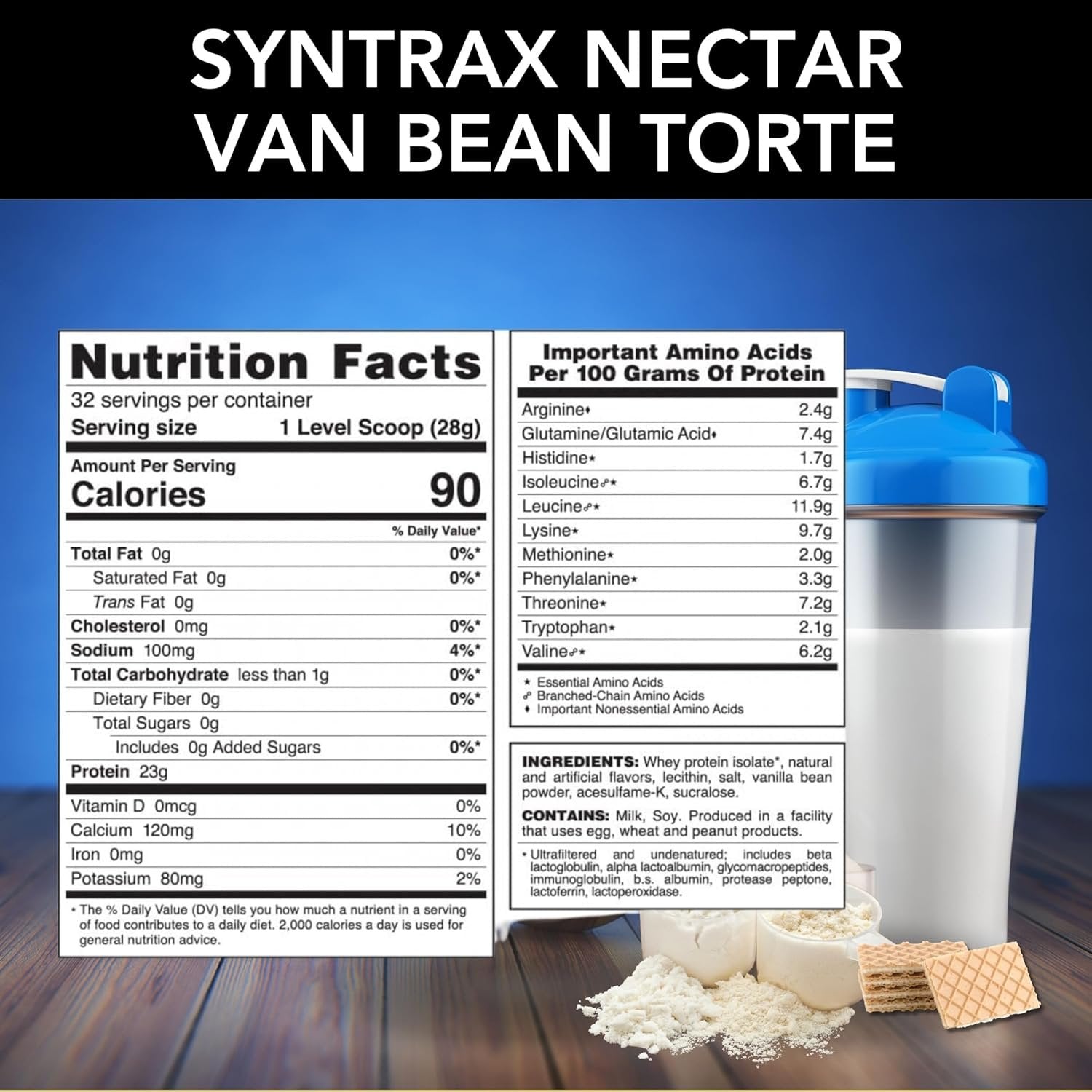 Vanilla Bean Torte Syntrax Nectar Native Whey Protein Isolate (2lb Bag) Natural Vanilla - Muscle Support - with Multi-Purpose Keychain