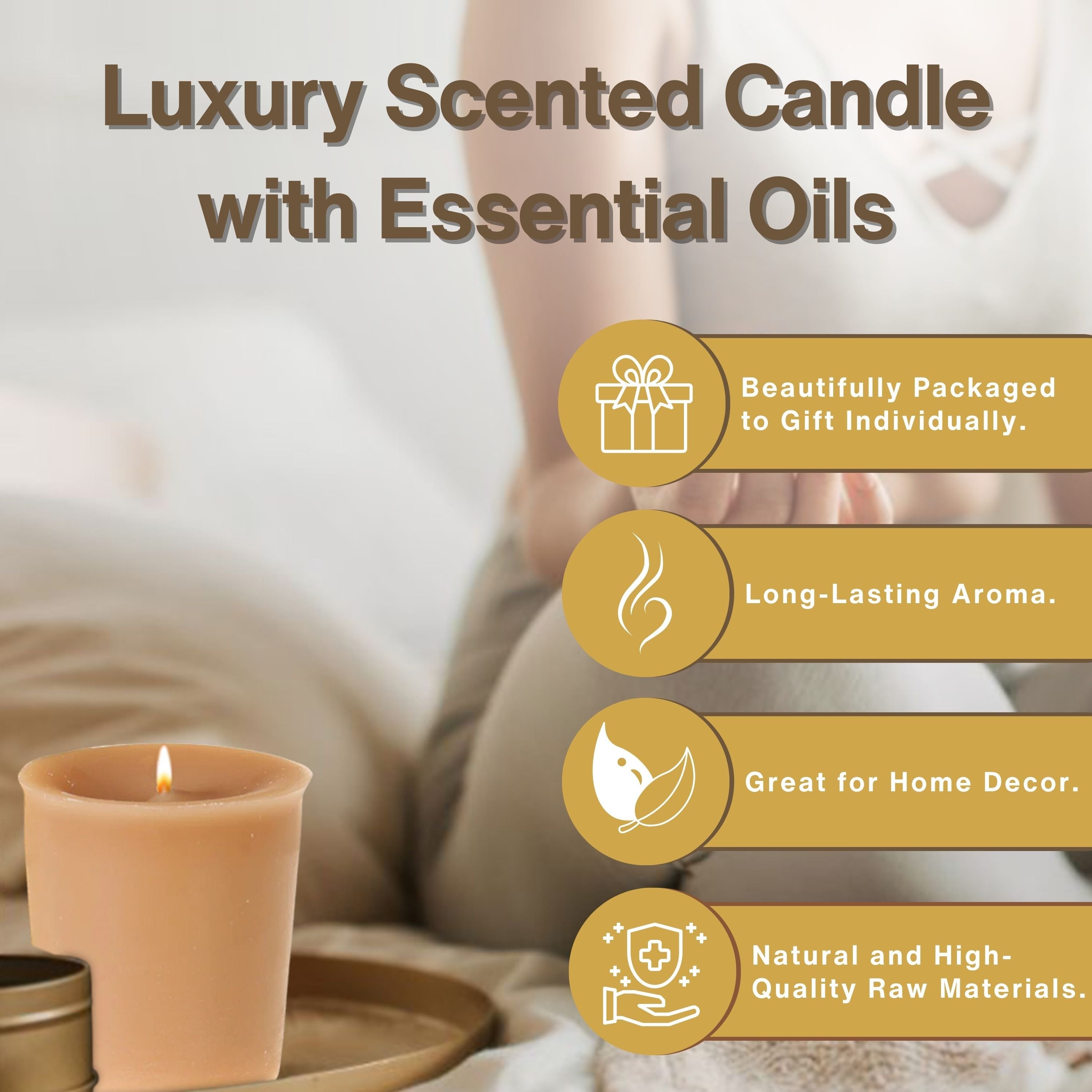 Tyler Candle Company Warm Sugar Cookie Scented Soy Wax Votive Candles - Set of 4 (2 oz Each) with Keychain