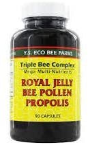 Y.S. Eco Bee Farms Triple Bee Complex, Royal Jelly, Bee Pollen, Propolis -90 Caps -2 Pack