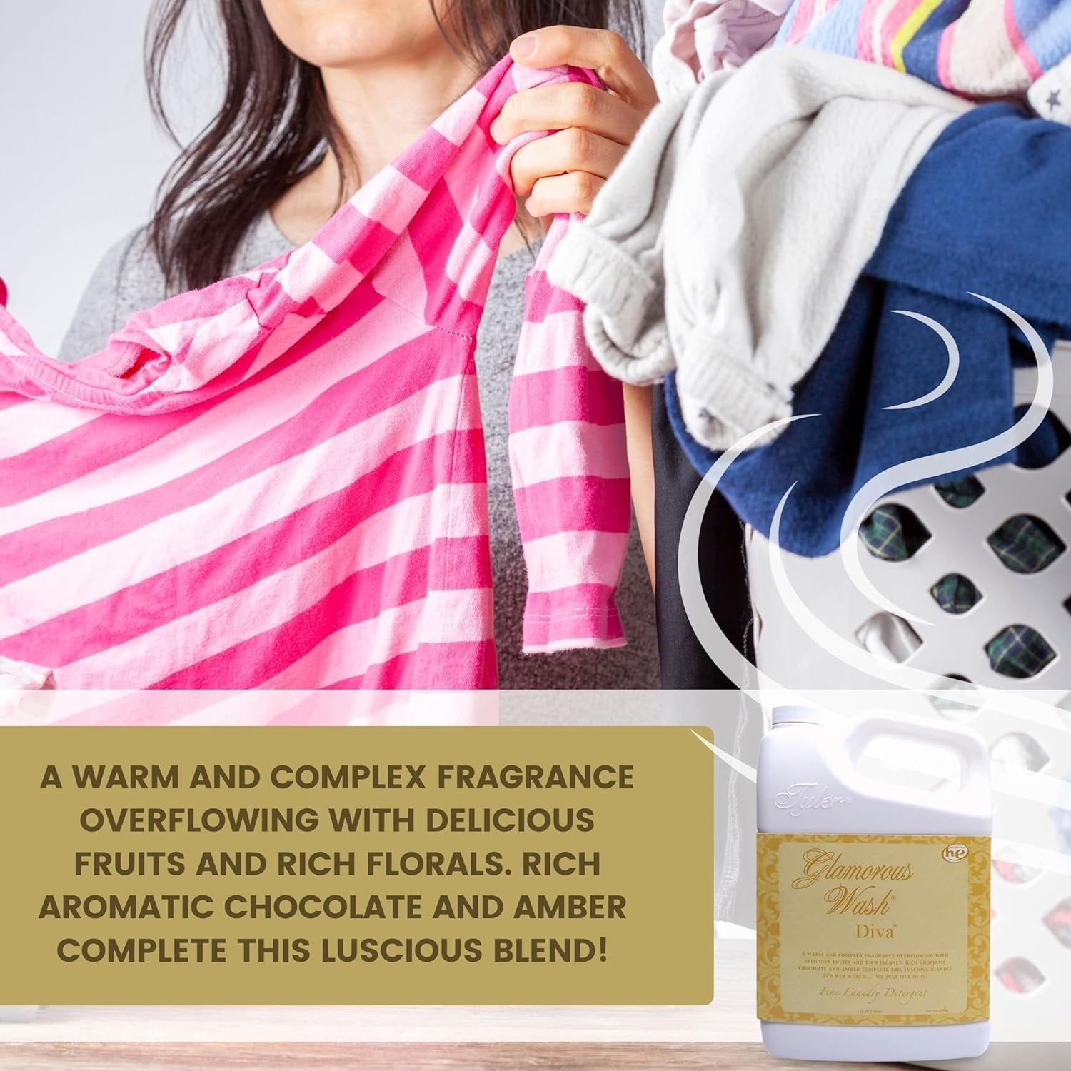 Tyler Candle Company Glamorous Wash Diva Fine Laundry Liquid Detergent - Hand and Machine Washable - 1.89 L (64oz) - Pack of 1 with Multi-Purpose Key Chain