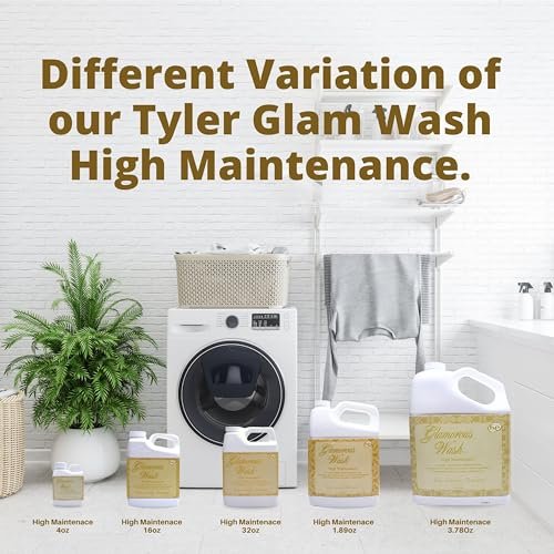 Tyler Candle Company Glamorous Wash High Maintenance Scent Fine Laundry Liquid Detergent - Phosphate-Free - Hand and Machine Washable - 1 Container of 1.89L (64 Fl Oz) with Multi-Purpose Key Chain