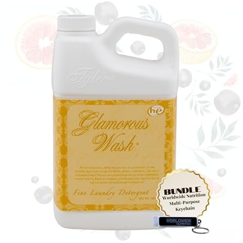 Tyler Candle Company Glamorous Wash Tyler Fine Laundry Liquid Detergent - Hand and Machine-Washable - 907g (32 Fl Oz) - Pack of 1 with Multi-Purpose Keychain