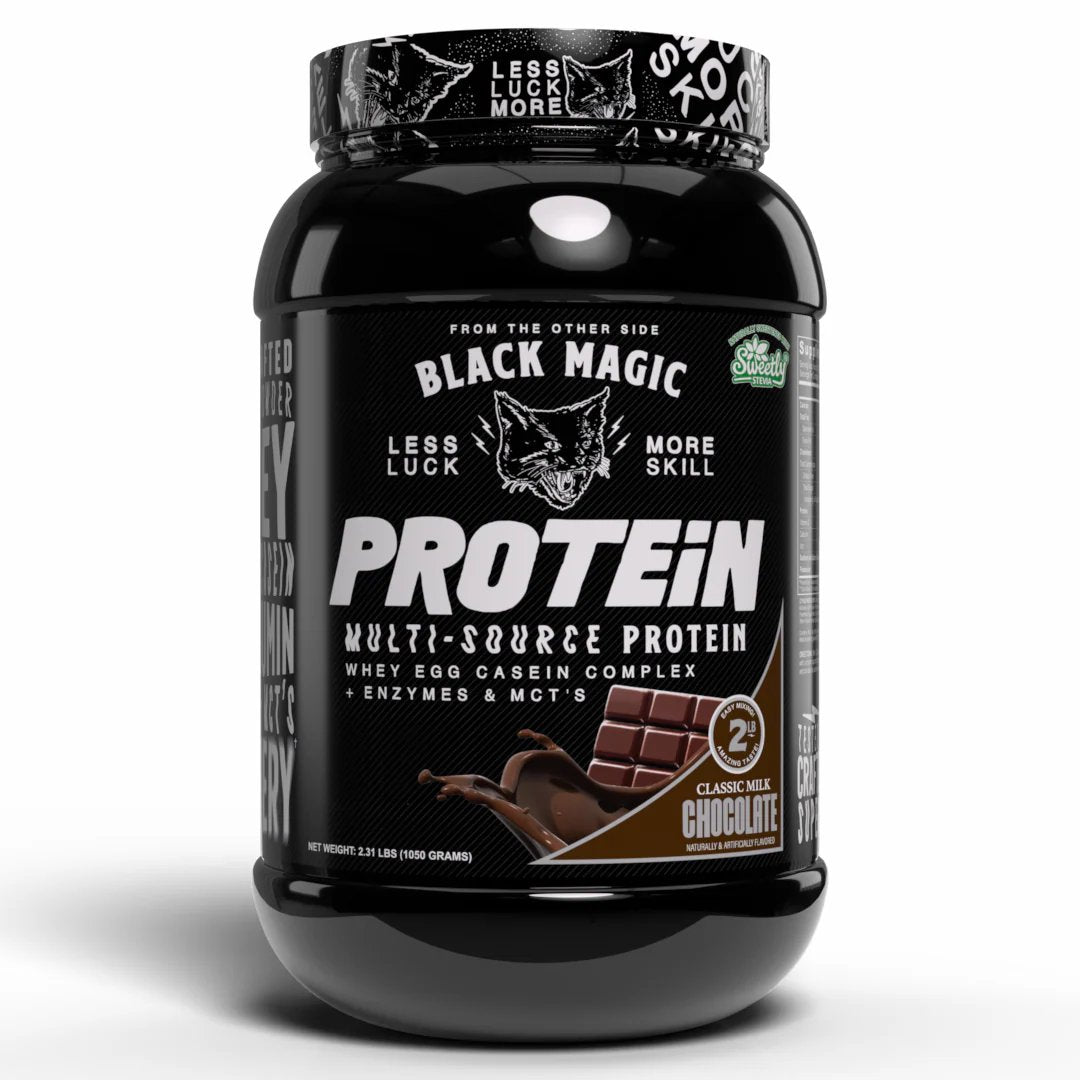 Black Magic Multi-Source Protein Powder – Whey Isolate, Egg Whites, Casein, MCTs – Muscle Growth & Recovery – High-Absorption Blend for Athletes