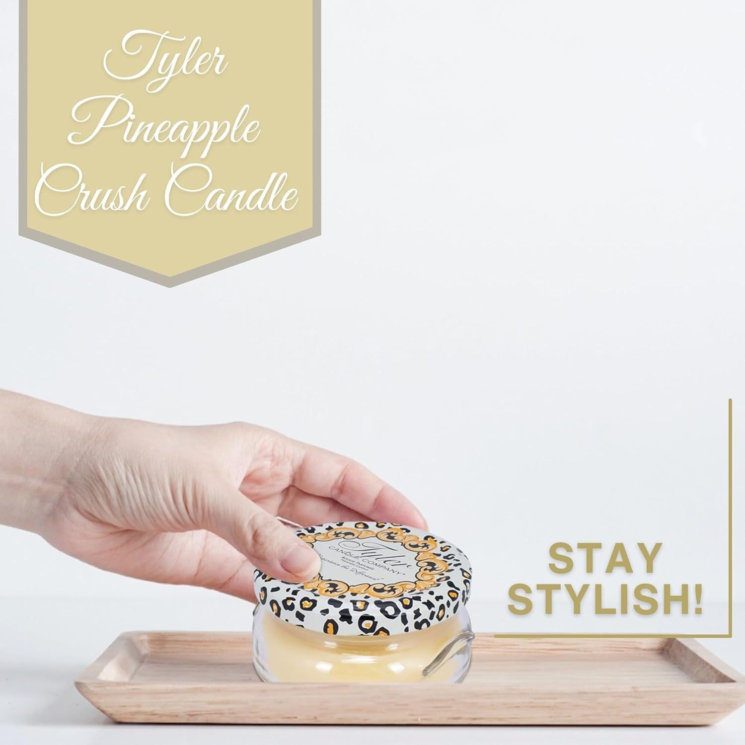 Tyler Candle Company Pineapple Crush Jar Scented Candle, 3" - 3.4oz - Burn Time Up to 25hr - with Multi-Purpose Key Chain