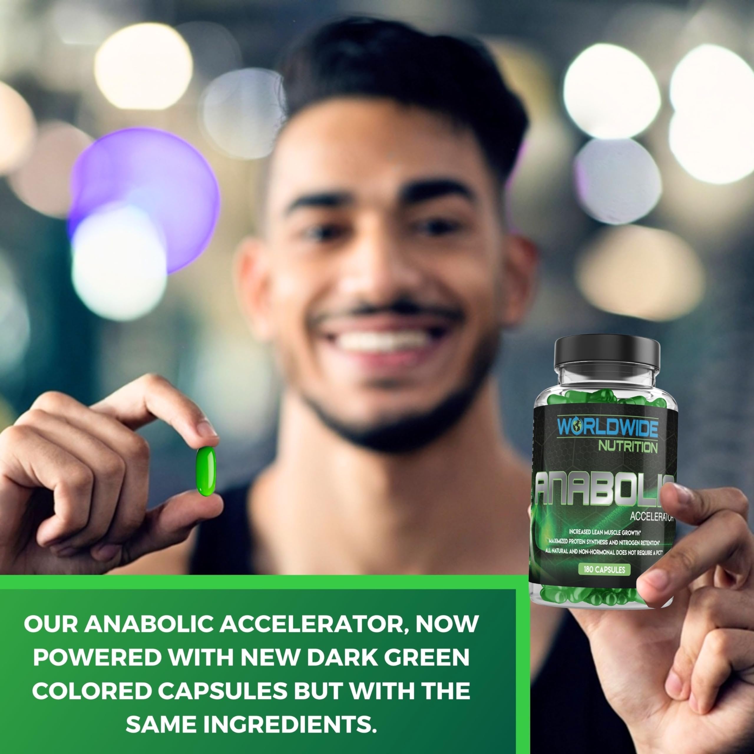 Worldwide Nutrition Anabolic Accelerator Vitamin Supplement - Ignite Your Growth, Strength & Energy Journey - Muscle Builder & Cortisol Blocker for Men - 180 Count Supplements for Men