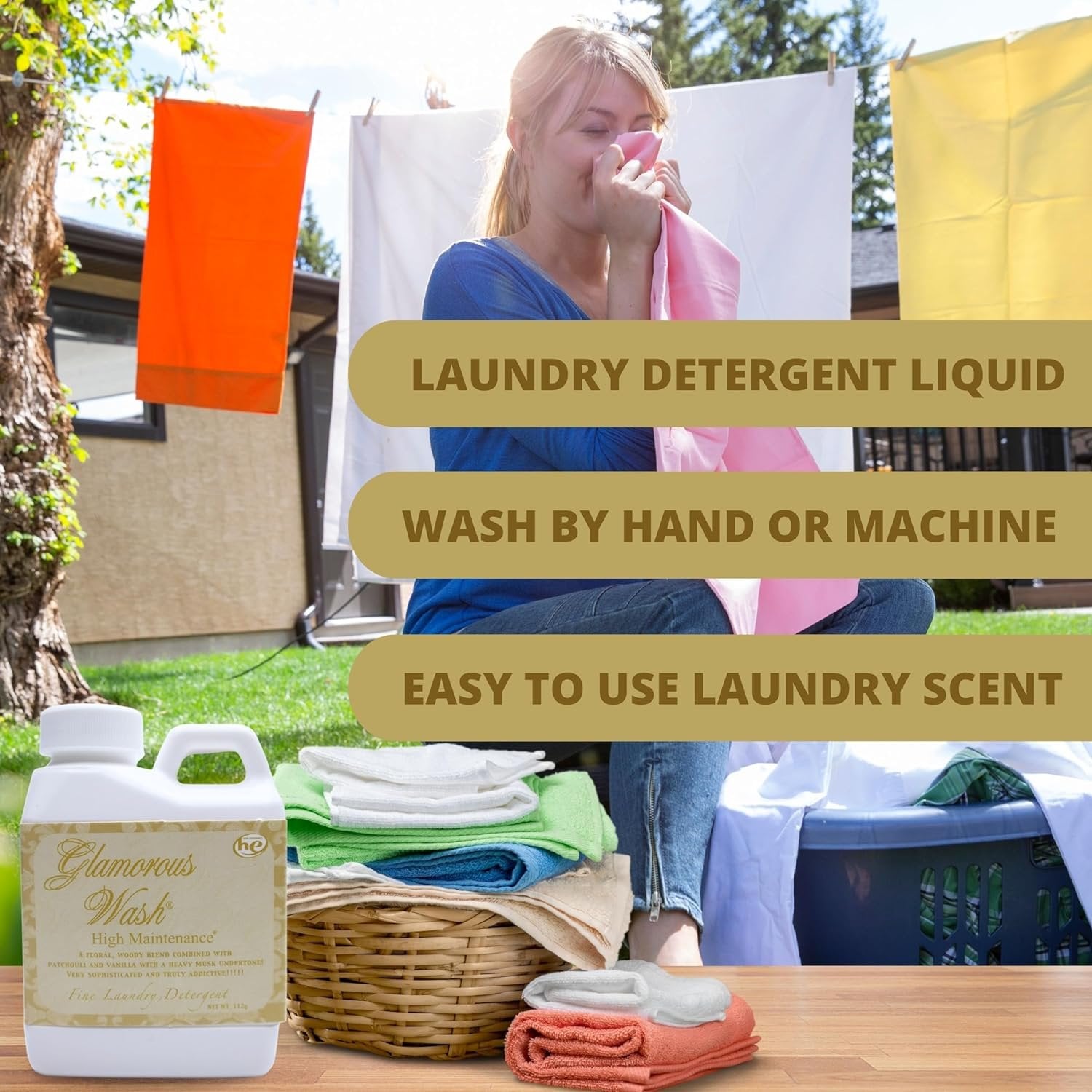 Tyler Candle Company Glamorous Wash High Maintenance Scent Fine Laundry Liquid Detergent - Hand and Machine Washable - 4 oz (112 grams) Container and Multi-Purpose Key Chain