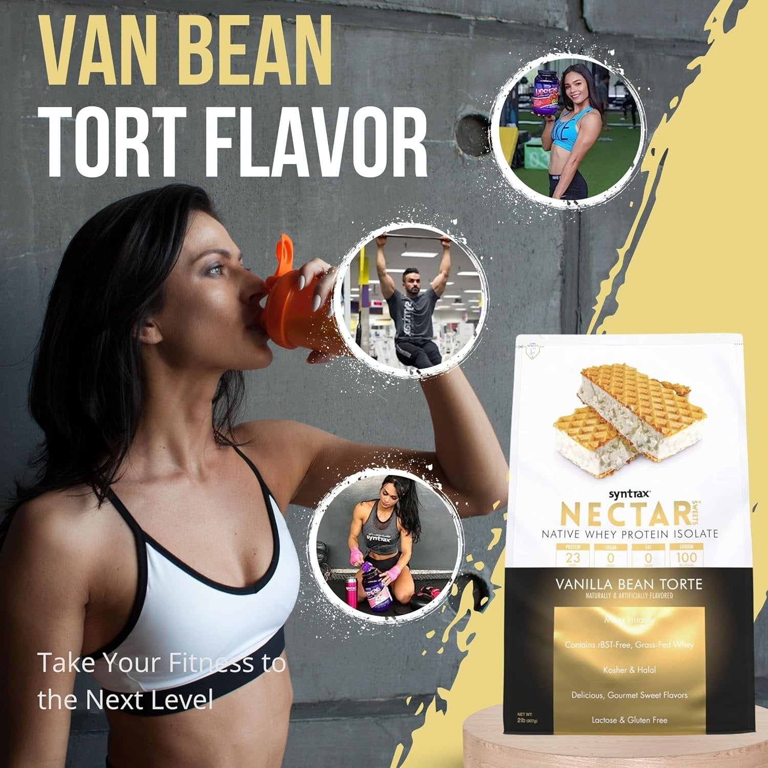 Vanilla Bean Torte Syntrax Nectar Native Whey Protein Isolate (2lb Bag) Natural Vanilla - Muscle Support - with Multi-Purpose Keychain
