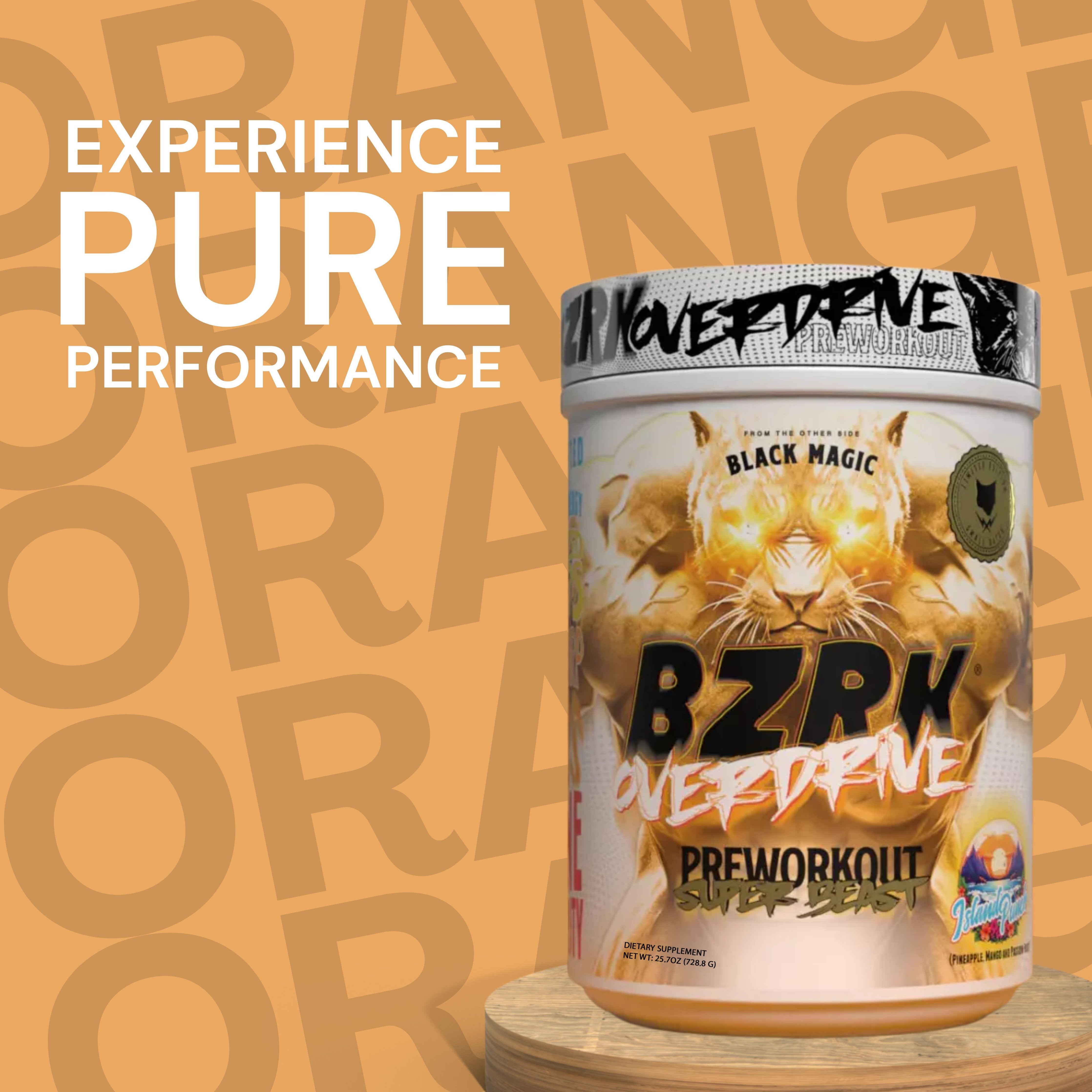Black Magic Supply BZRK Overdrive Pre-Workout Super Beast Powder, 728.8g - Island Punch Flavor - Energy Booster - Pack of 1