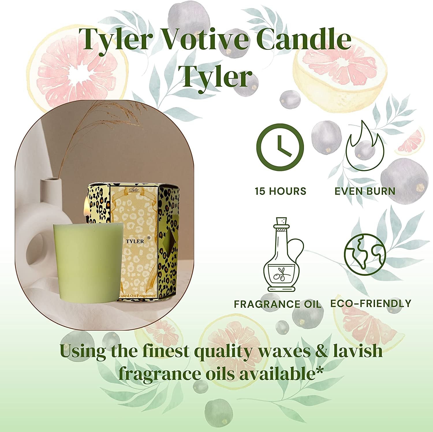 Tyler Candle Company Tyler Scent Votive Candles - Luxury Scented Candle with Essential Oils - 4 Pack of 2 oz Small Candles with 15 Hour Burn Time Each - with Bonus Key Chain